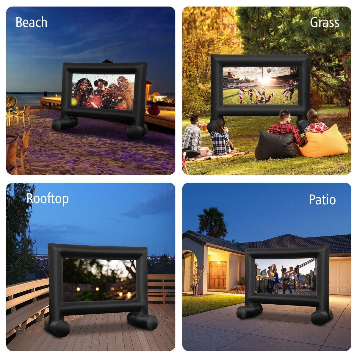 14-20 Feet Inflatable Outdoor Movie Projector Screen with Blower and Carrying Bag-16' Kids Crystal