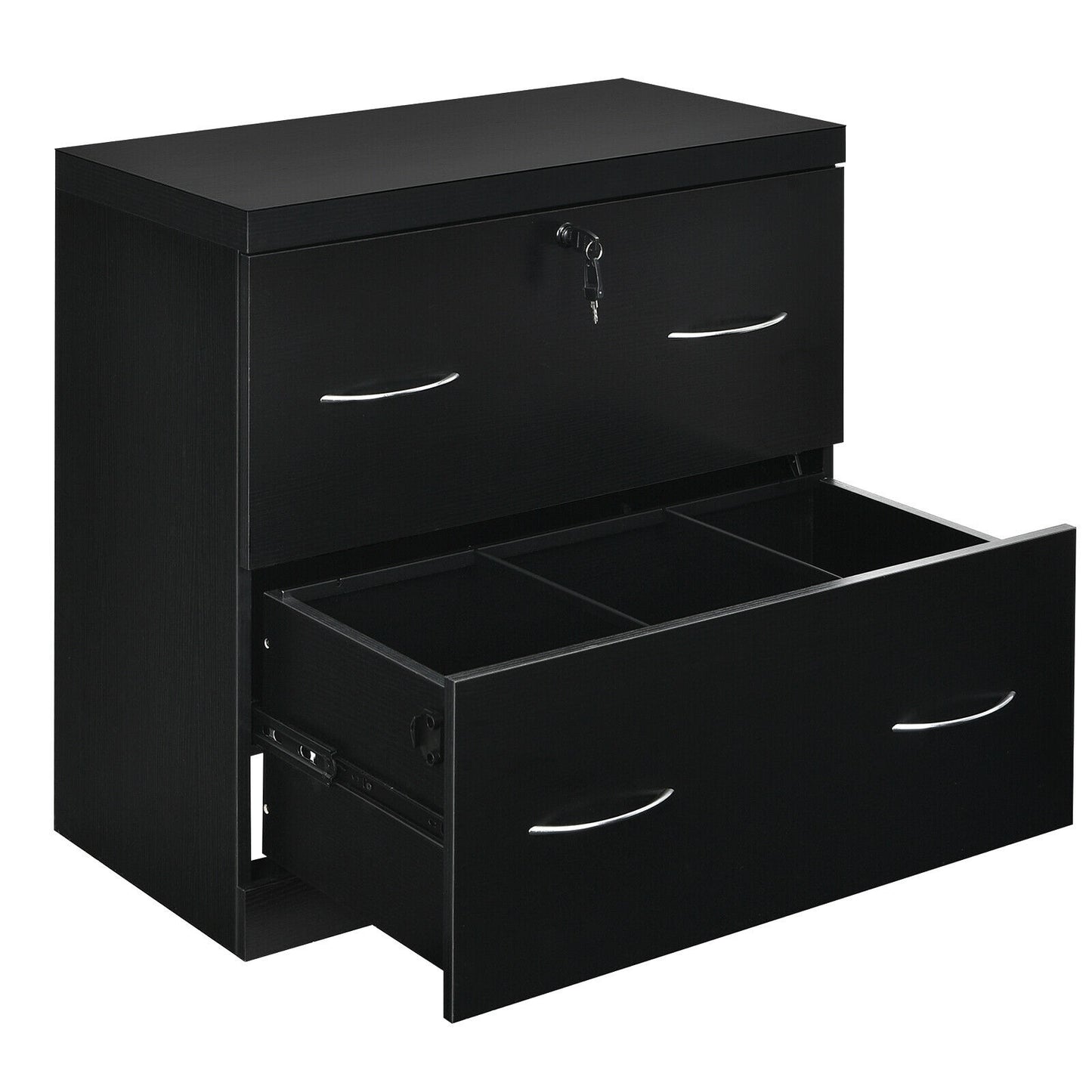 2-Drawer File Cabinet with Lock Hinging Bar Letter and Legal Size-Black Kids Crystal