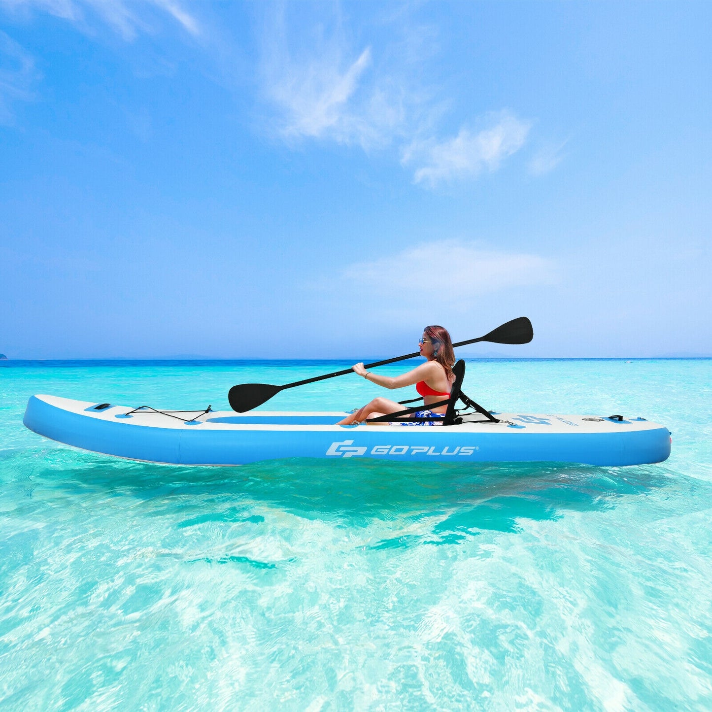 10.8 Feet Inflatable Kayak Set K1 1-Person Sit-On-Top Kayak with Oars-Blue Kids Crystal