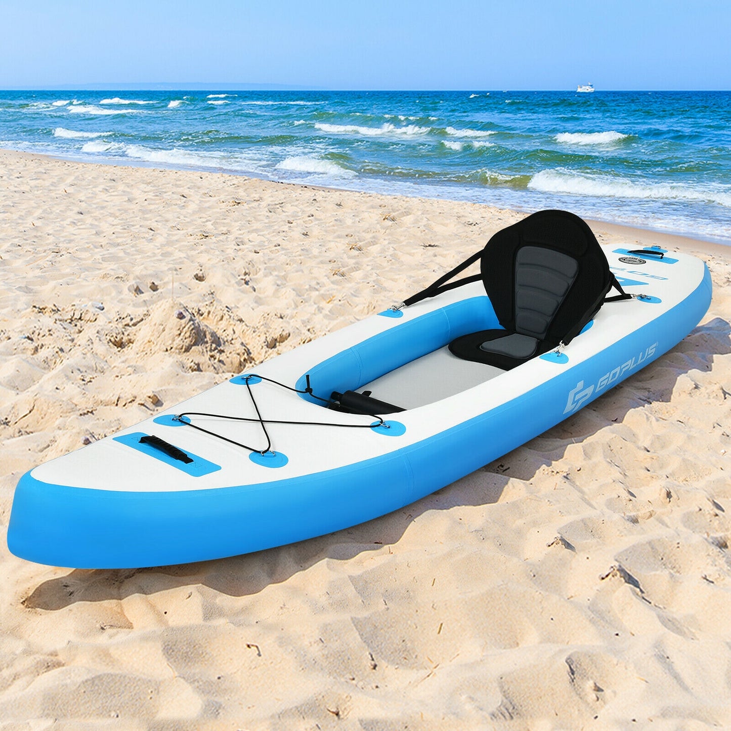 10.8 Feet Inflatable Kayak Set K1 1-Person Sit-On-Top Kayak with Oars-Blue Kids Crystal