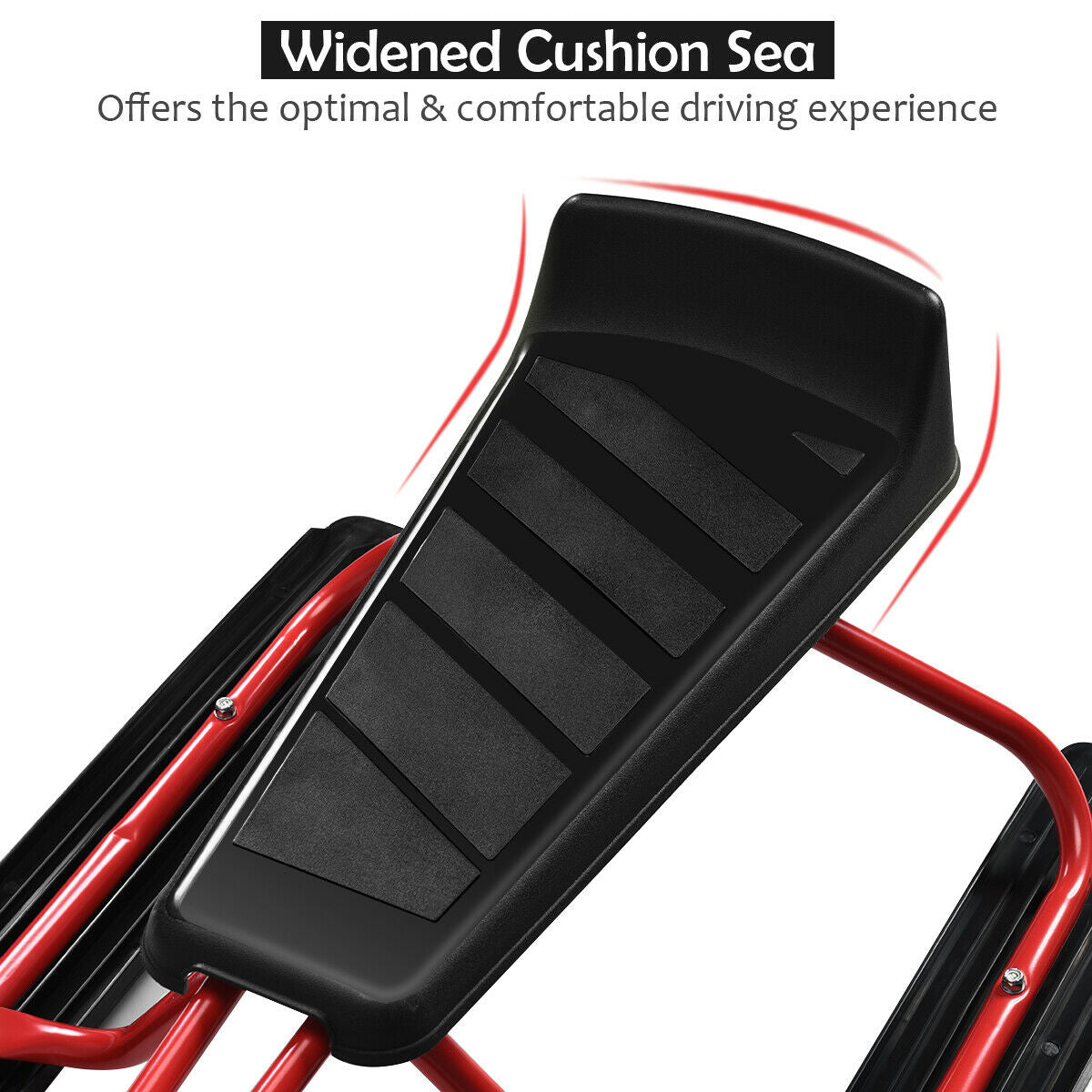 55.5 x 23.5 Inch Snow Sled with Steering Wheel and Double Brakes Pull Rope Slider Kids Crystal