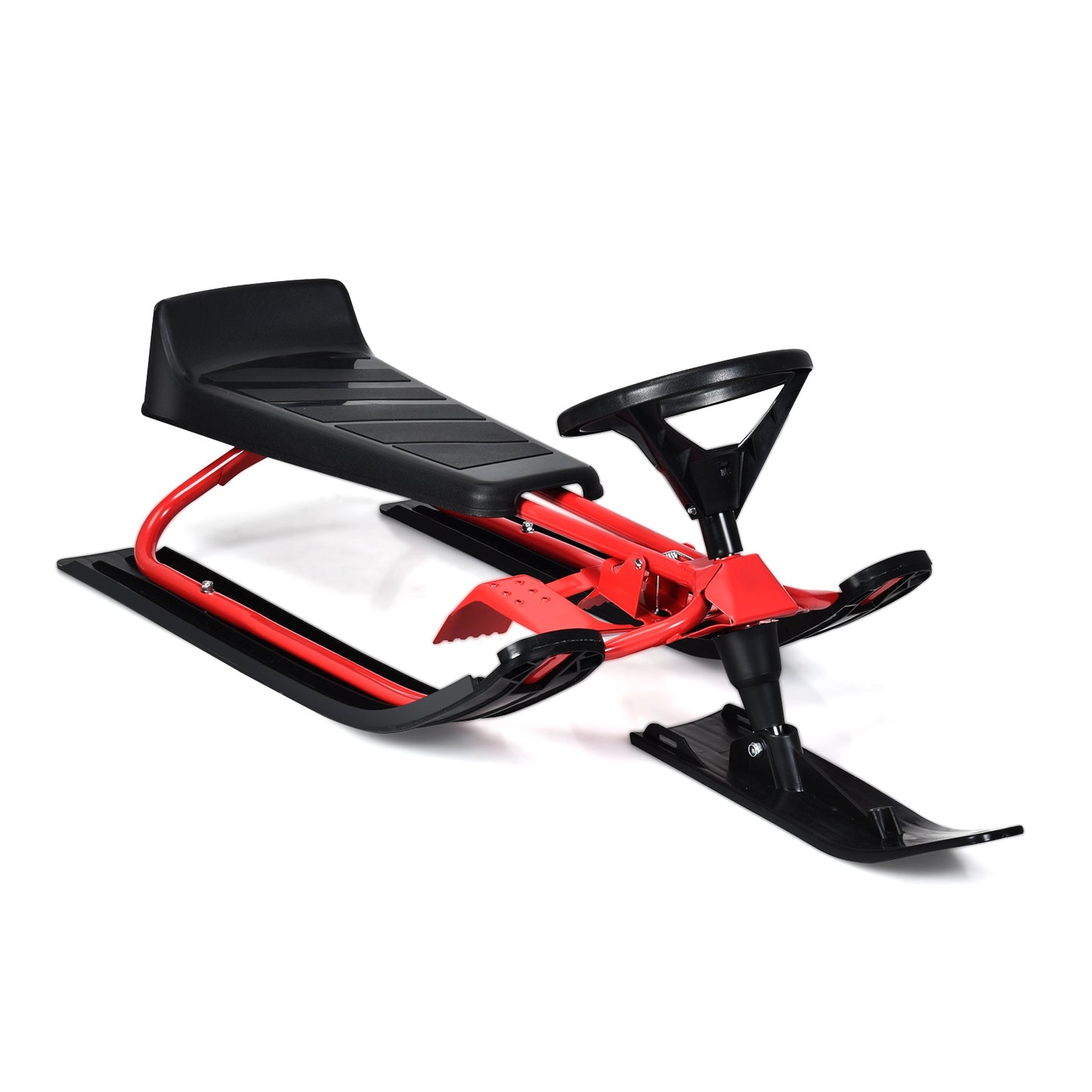 Kids Snow Sled withDouble Brakes Pull Rope and Steering Wheel Kids Crystal