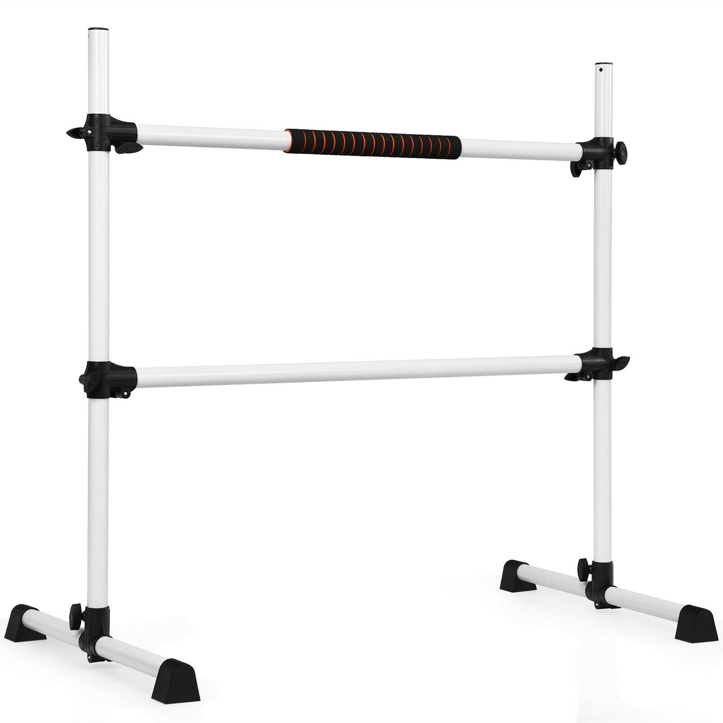 4 Feet Portable Freestanding Stable Construction Pilates Ballet Barre with Double Dance Bar-Gray Kids Crystal