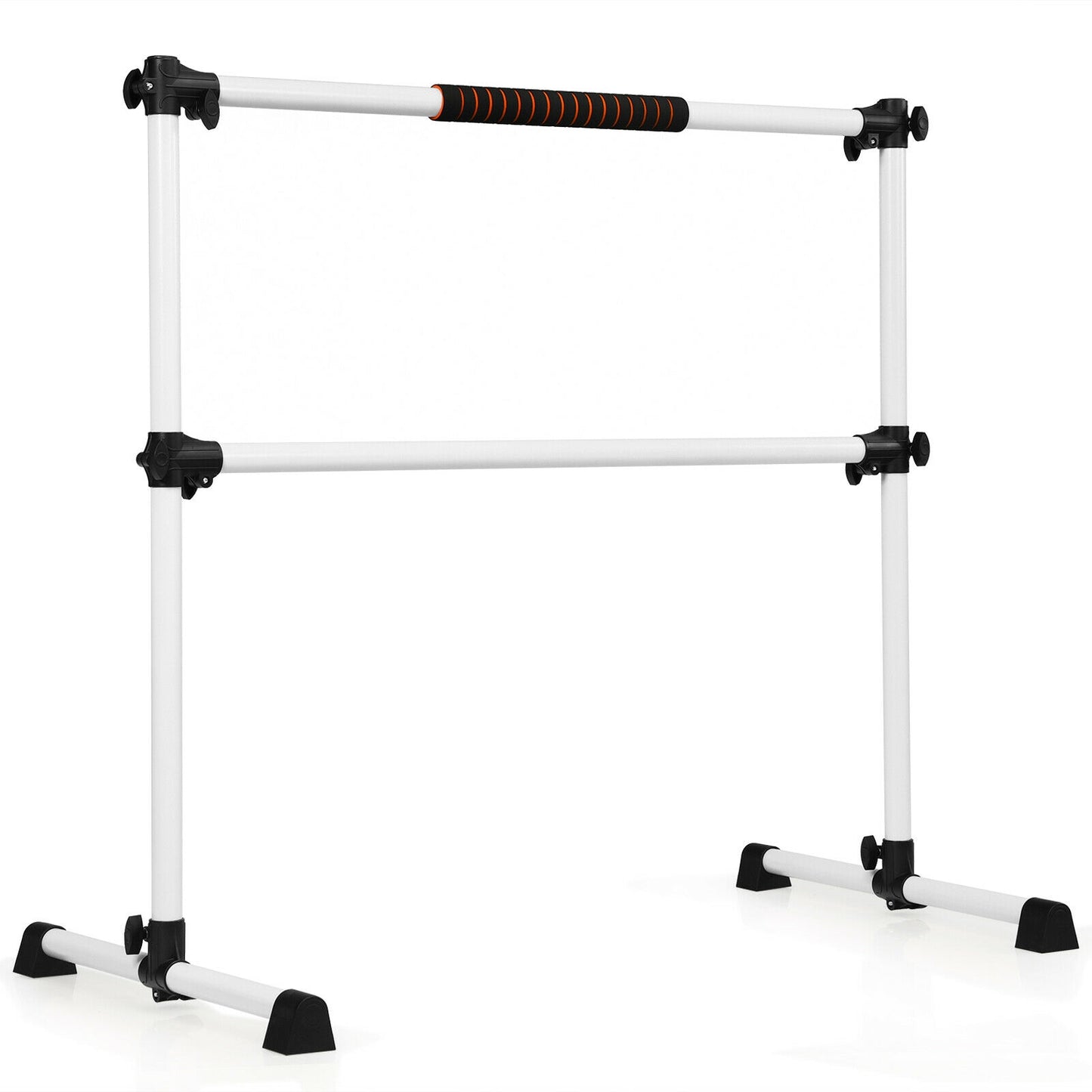 4 Feet Portable Freestanding Stable Construction Pilates Ballet Barre with Double Dance Bar-Gray Kids Crystal