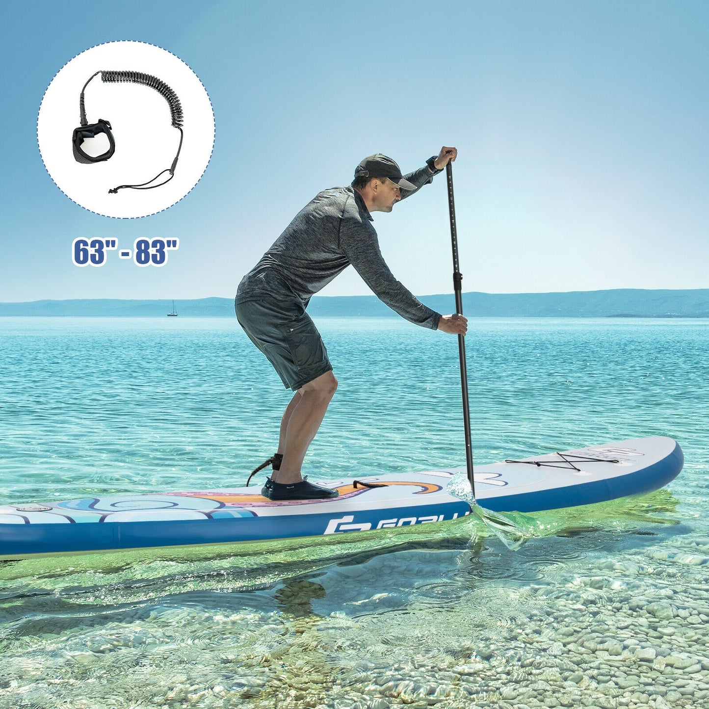10.5 feet Inflatable Stand Up Paddle Board Surfboard with Aluminum Paddle Pump-10.5 feet Kids Crystal