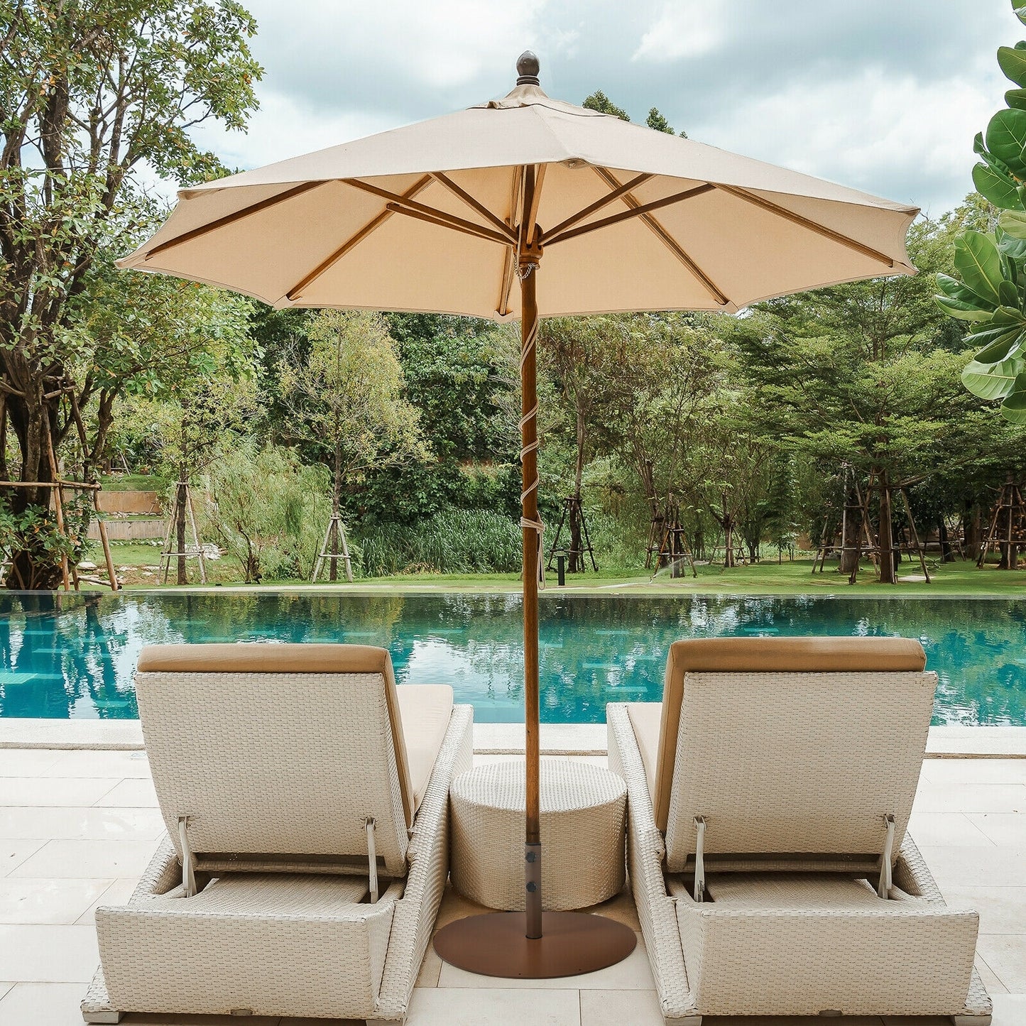 29.5 Inches Outdoor Steel Market Umbrella Base Stand for Backyard and Poolside Kids Crystal
