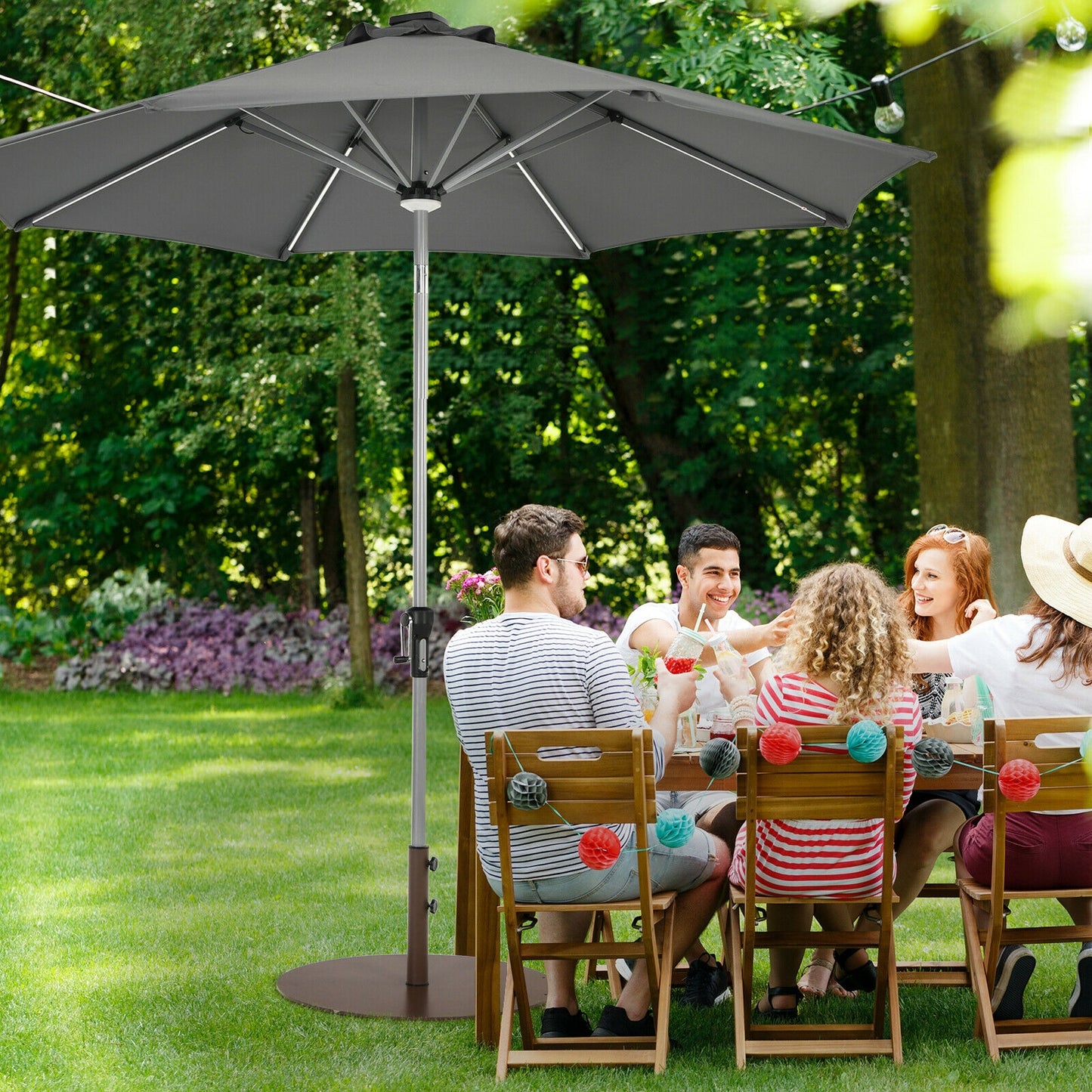 29.5 Inches Outdoor Steel Market Umbrella Base Stand for Backyard and Poolside Kids Crystal