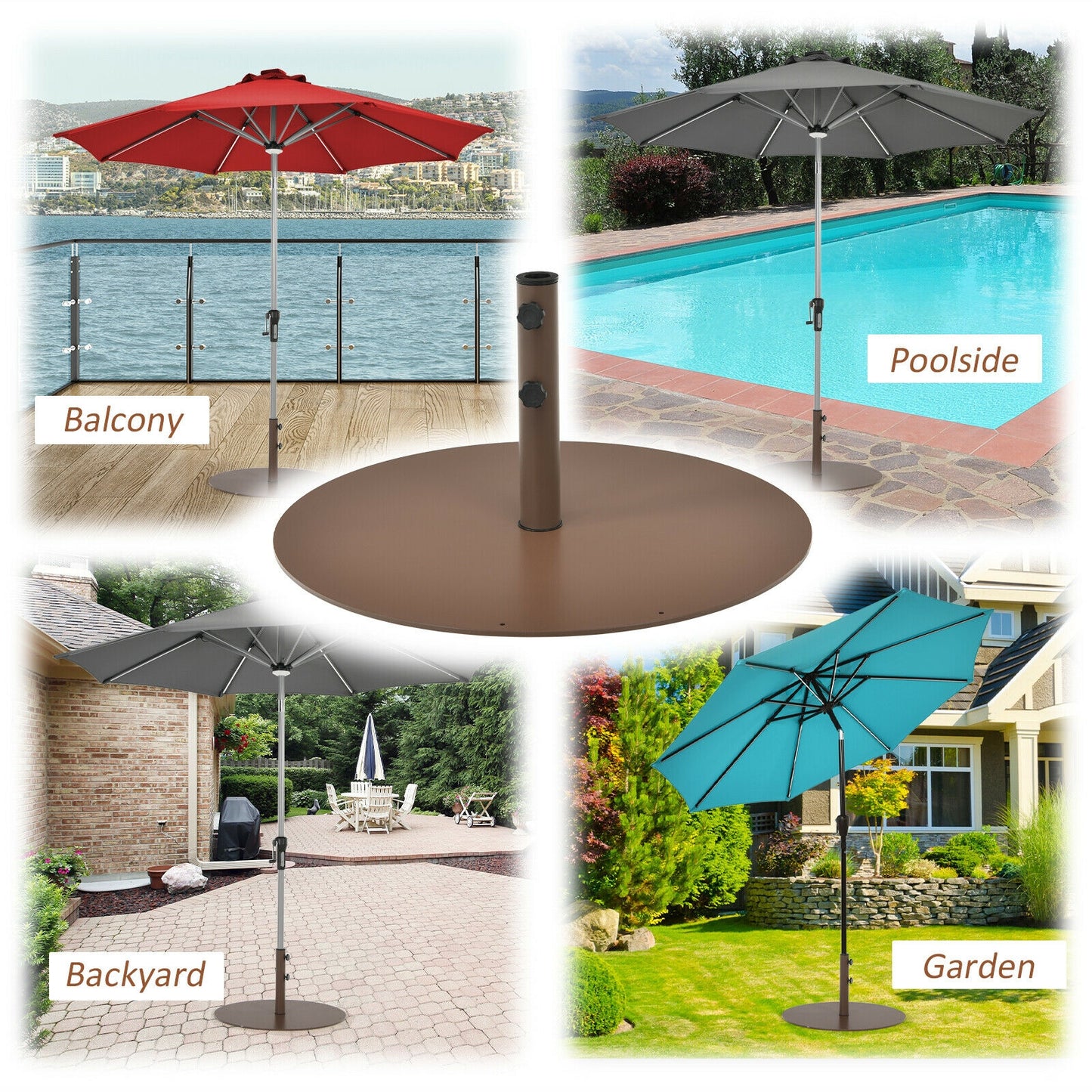 29.5 Inches Outdoor Steel Market Umbrella Base Stand for Backyard and Poolside Kids Crystal