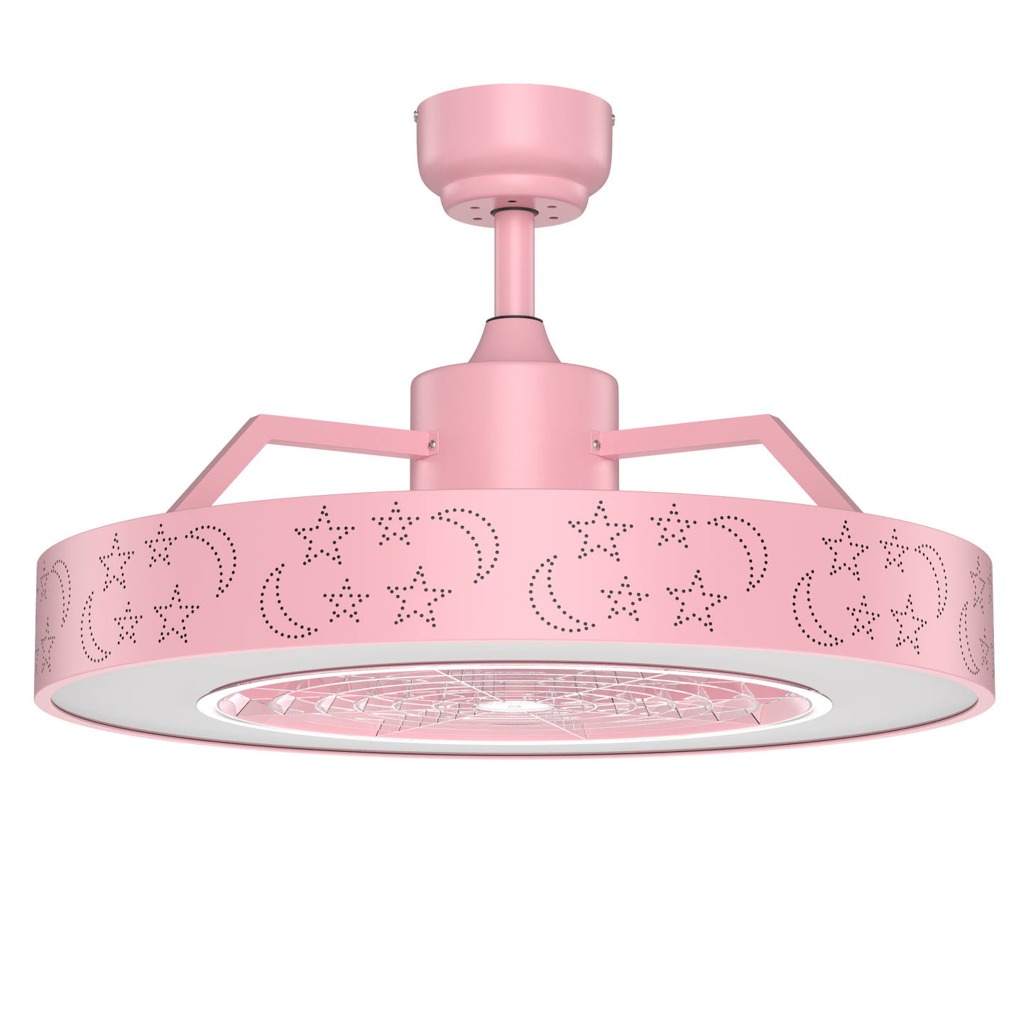 23 Inch Ceiling Fan with LED Light and Remote Control-Pink Kids Crystal