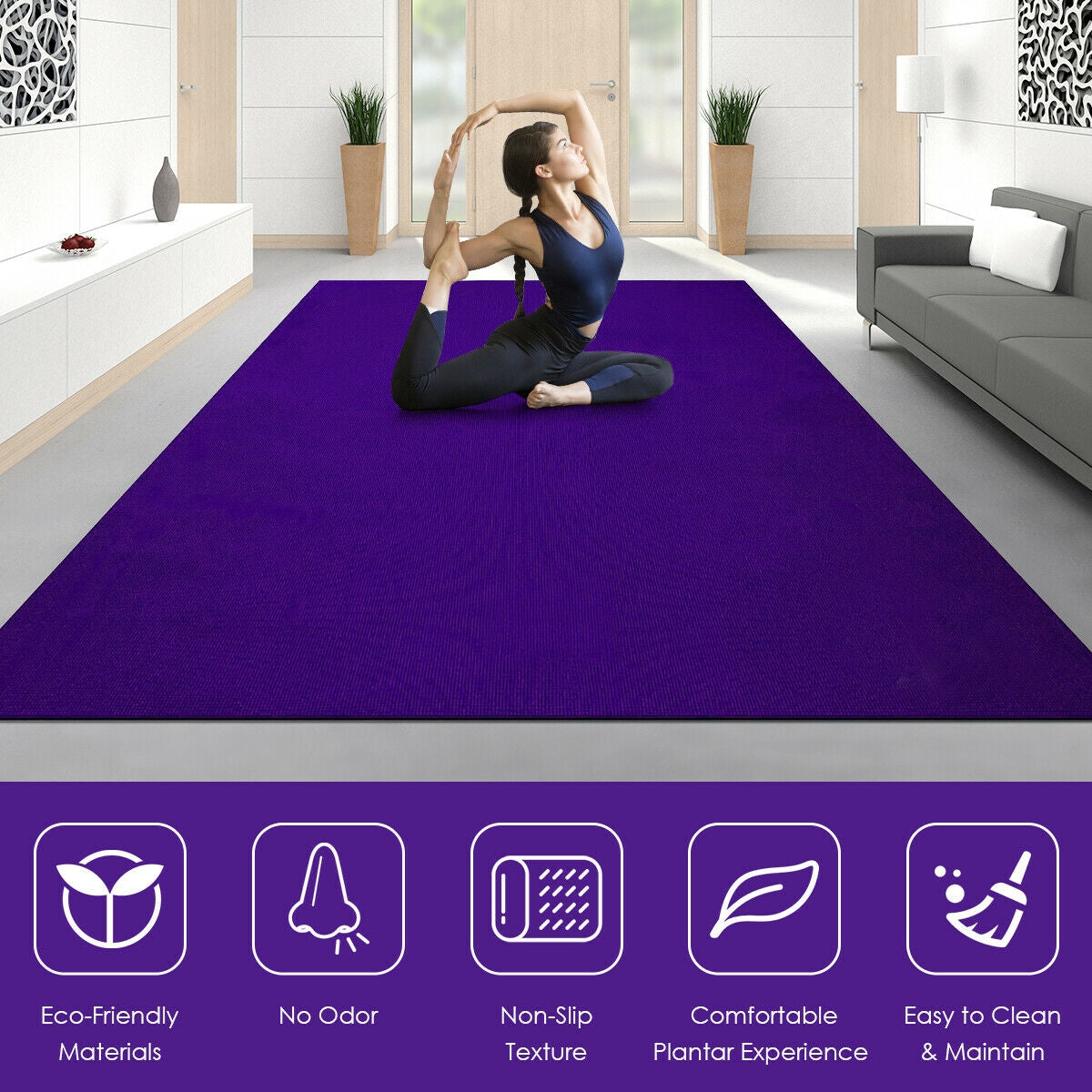Workout Yoga Mat for Exercise-Purple Kids Crystal