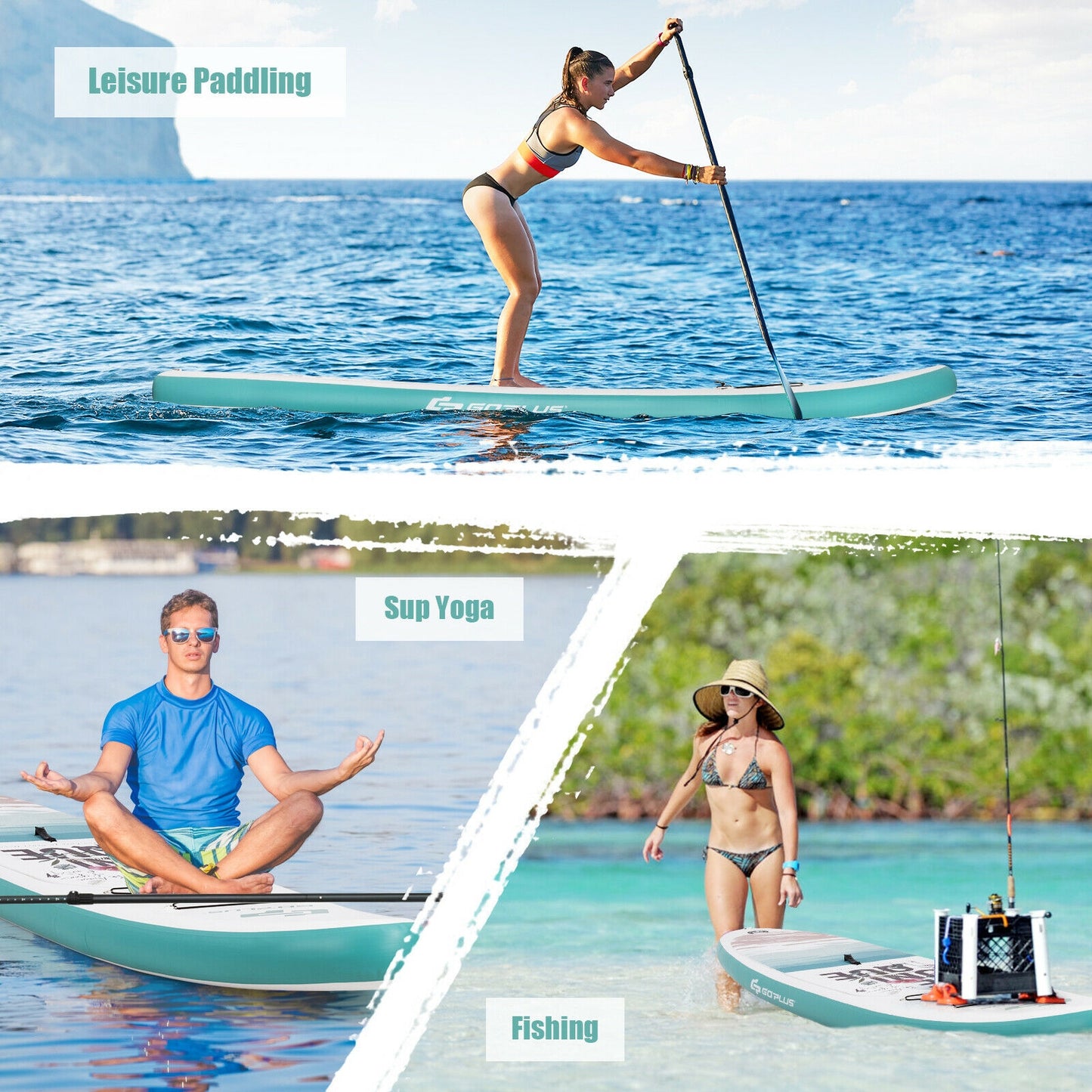 10.5 ft Inflatable Stand Up Paddle Board Surfboard with Aluminum Paddle Pump-10.5 ft Kids Crystal