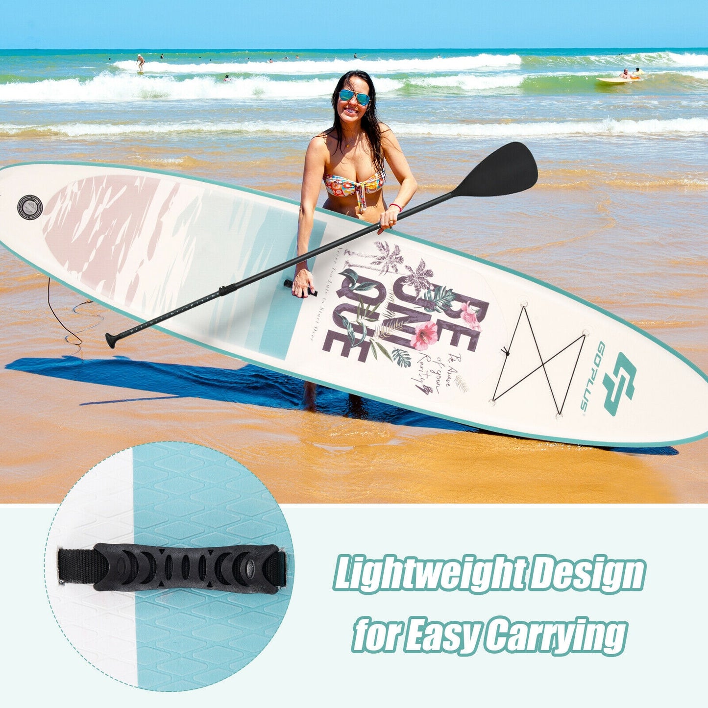10.5 ft Inflatable Stand Up Paddle Board Surfboard with Aluminum Paddle Pump-10.5 ft Kids Crystal