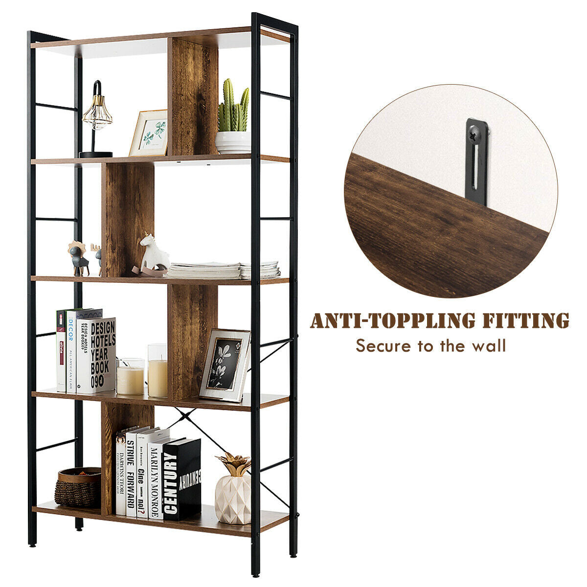 4-Tier Industrial Bookshelf Floor Standing Storage Rack Large Storage Kids Crystal