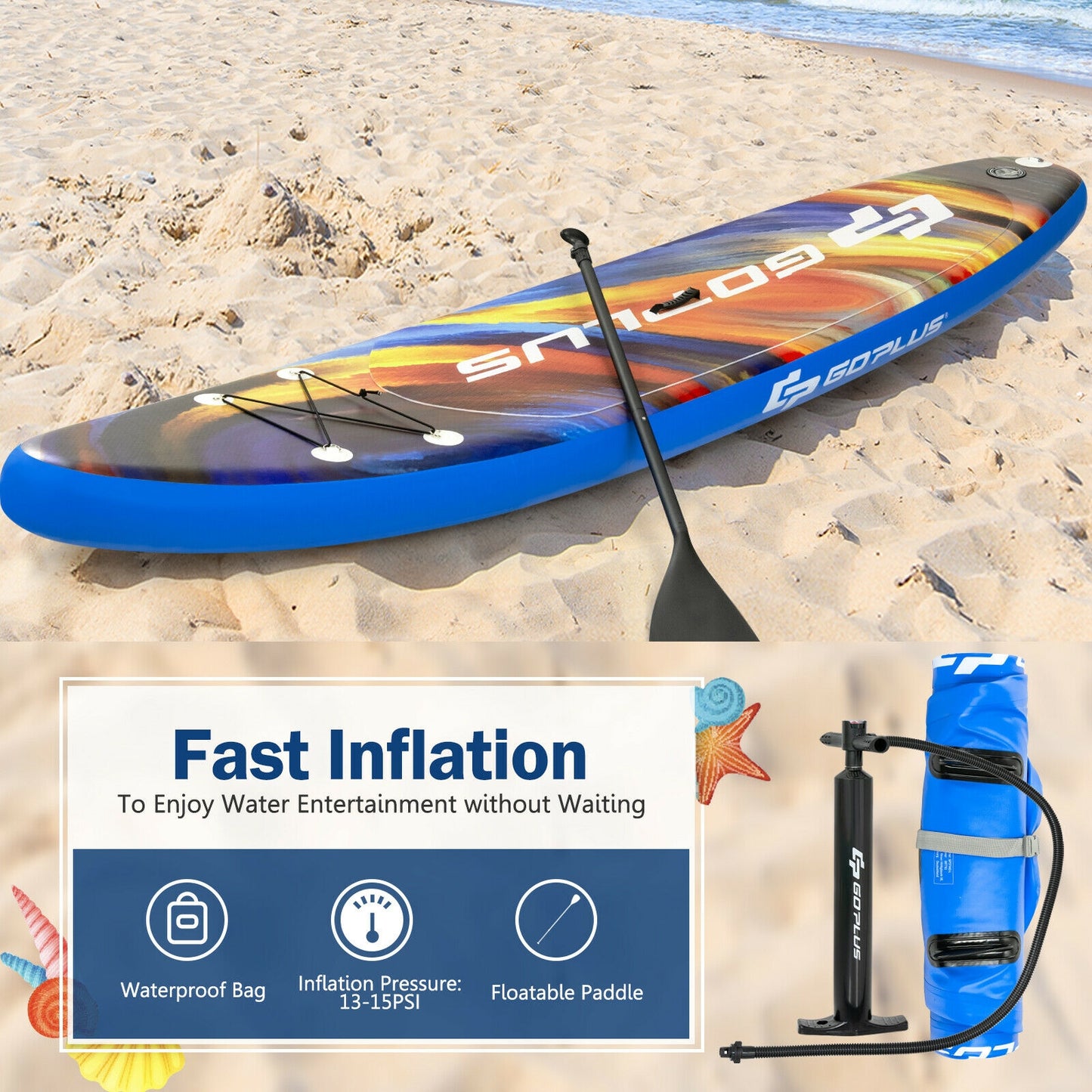 Inflatable Stand Up Paddle Board with Backpack Aluminum Paddle Pump-M size Kids Crystal