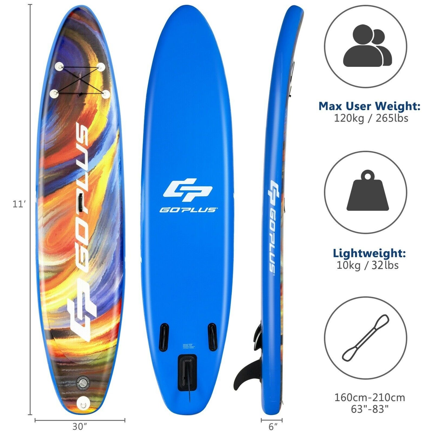 Inflatable Stand Up Paddle Board with Backpack Aluminum Paddle Pump-L size Kids Crystal
