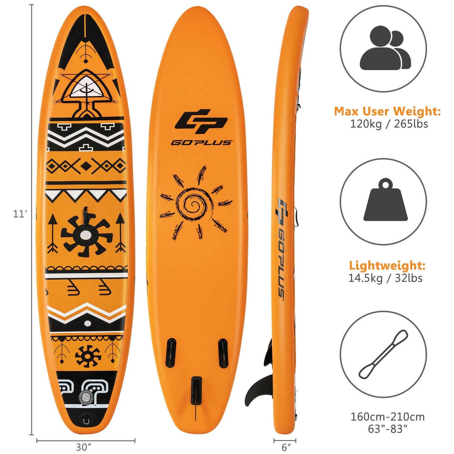 Inflatable Stand Up Paddle Board with Backpack Aluminum Paddle Pump-L Kids Crystal