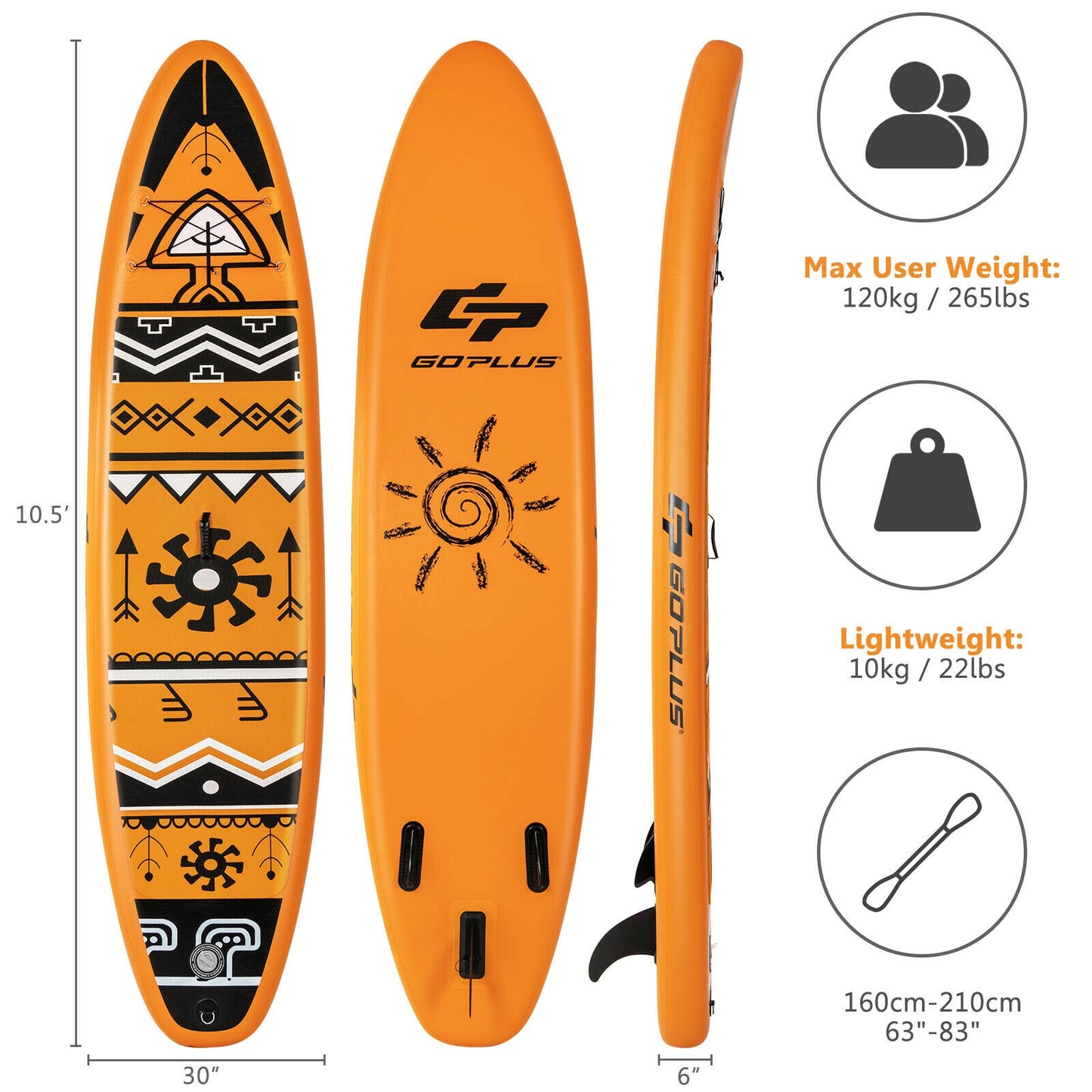 Inflatable Stand Up Paddle Board with Backpack Aluminum Paddle Pump-M Kids Crystal