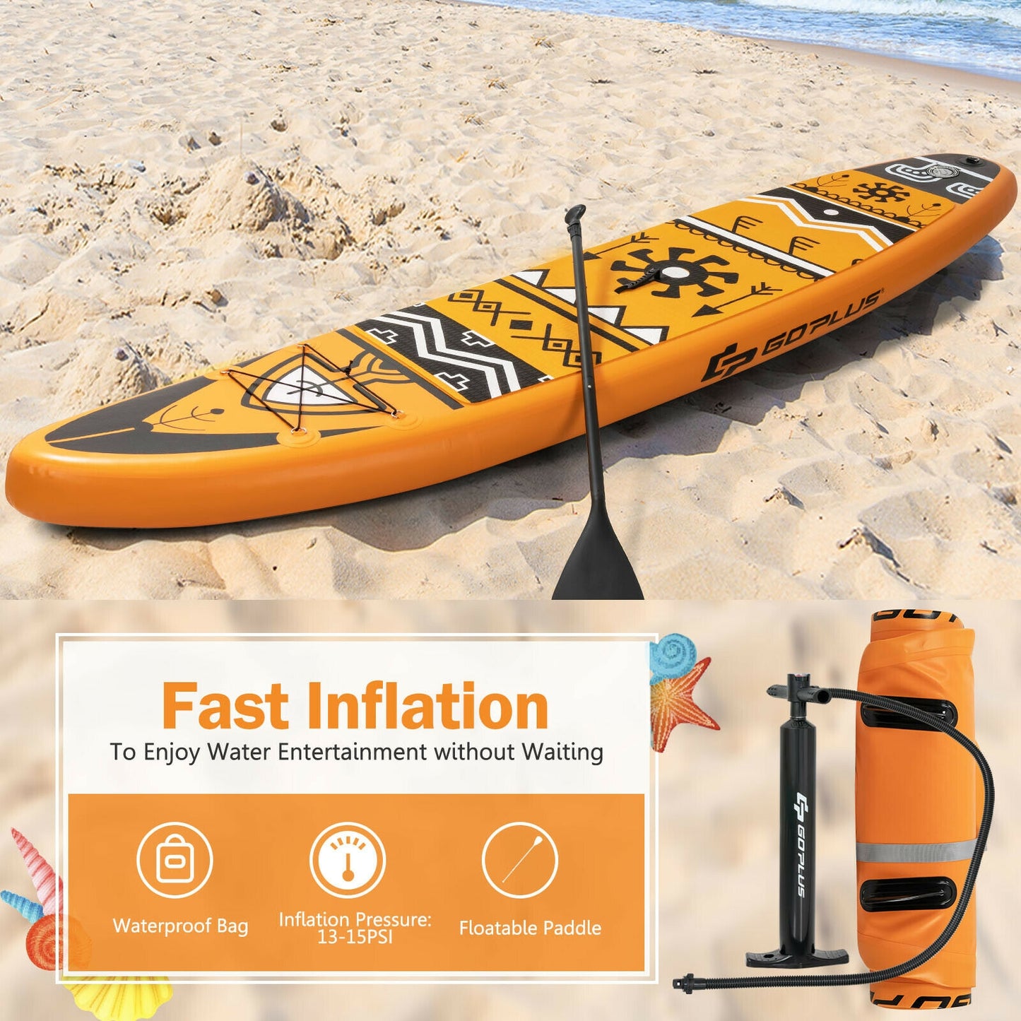 Inflatable Stand Up Paddle Board with Backpack Aluminum Paddle Pump-M Kids Crystal