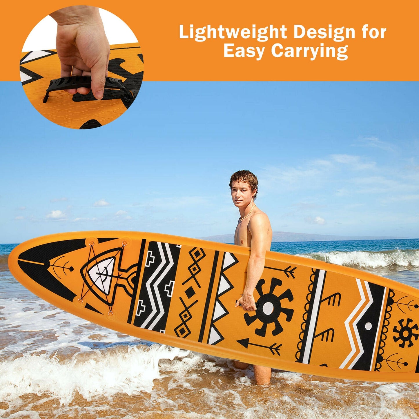 Inflatable Stand Up Paddle Board with Backpack Aluminum Paddle Pump-M Kids Crystal