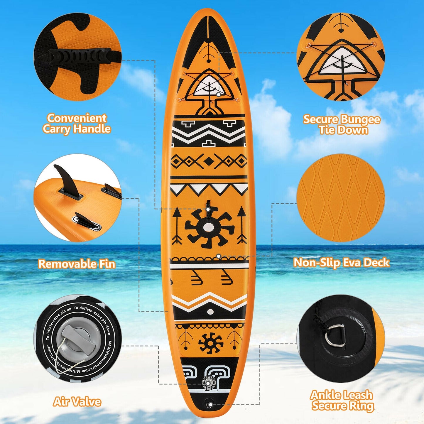 Inflatable Stand Up Paddle Board with Backpack Aluminum Paddle Pump-M Kids Crystal