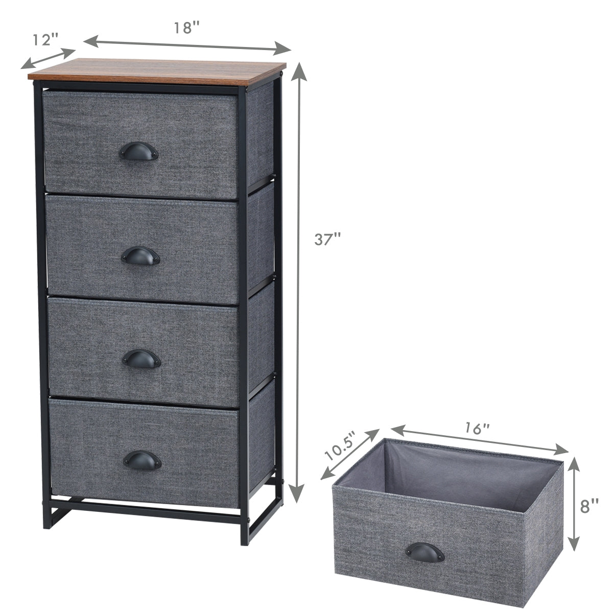 Chest Storage Tower Side Table Display Storage with 4 Drawers-Black Kids Crystal