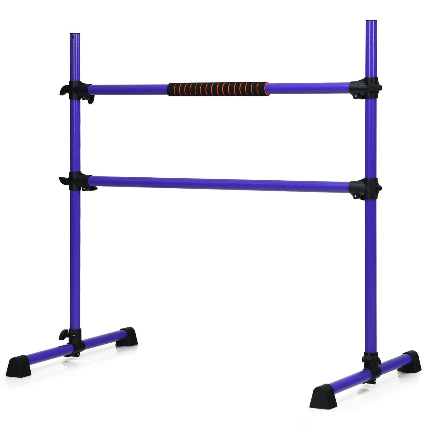 4 Feet Portable Freestanding Stable Construction Pilates Ballet Barre with Double Dance Bar-Purple Kids Crystal