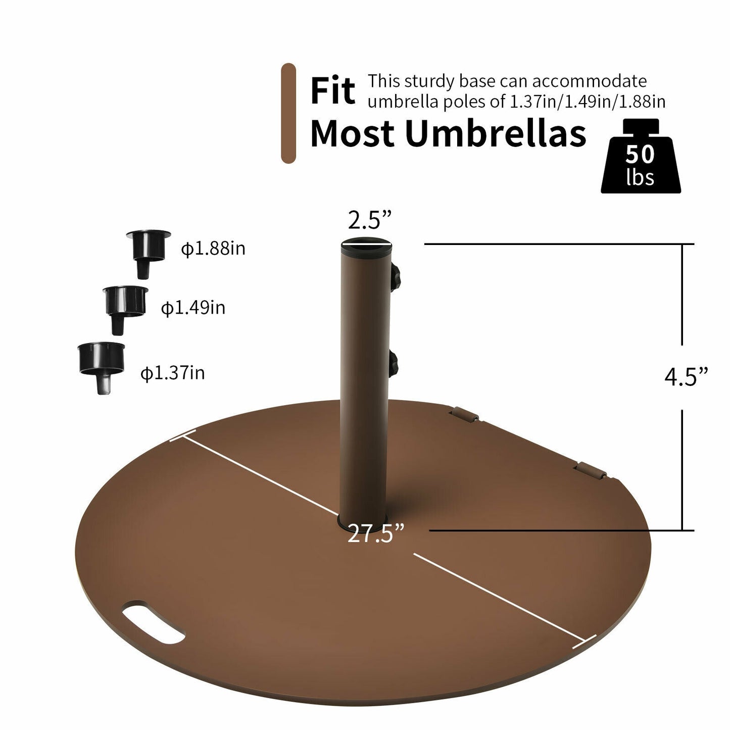 50 lbs Umbrella Base Stand with Wheels for Patio Kids Crystal