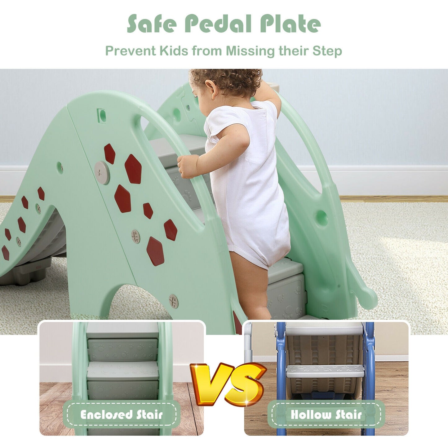 3-in-1 Kids Climber Slide Play Set with Basketball Hoop-Green Kids Crystal