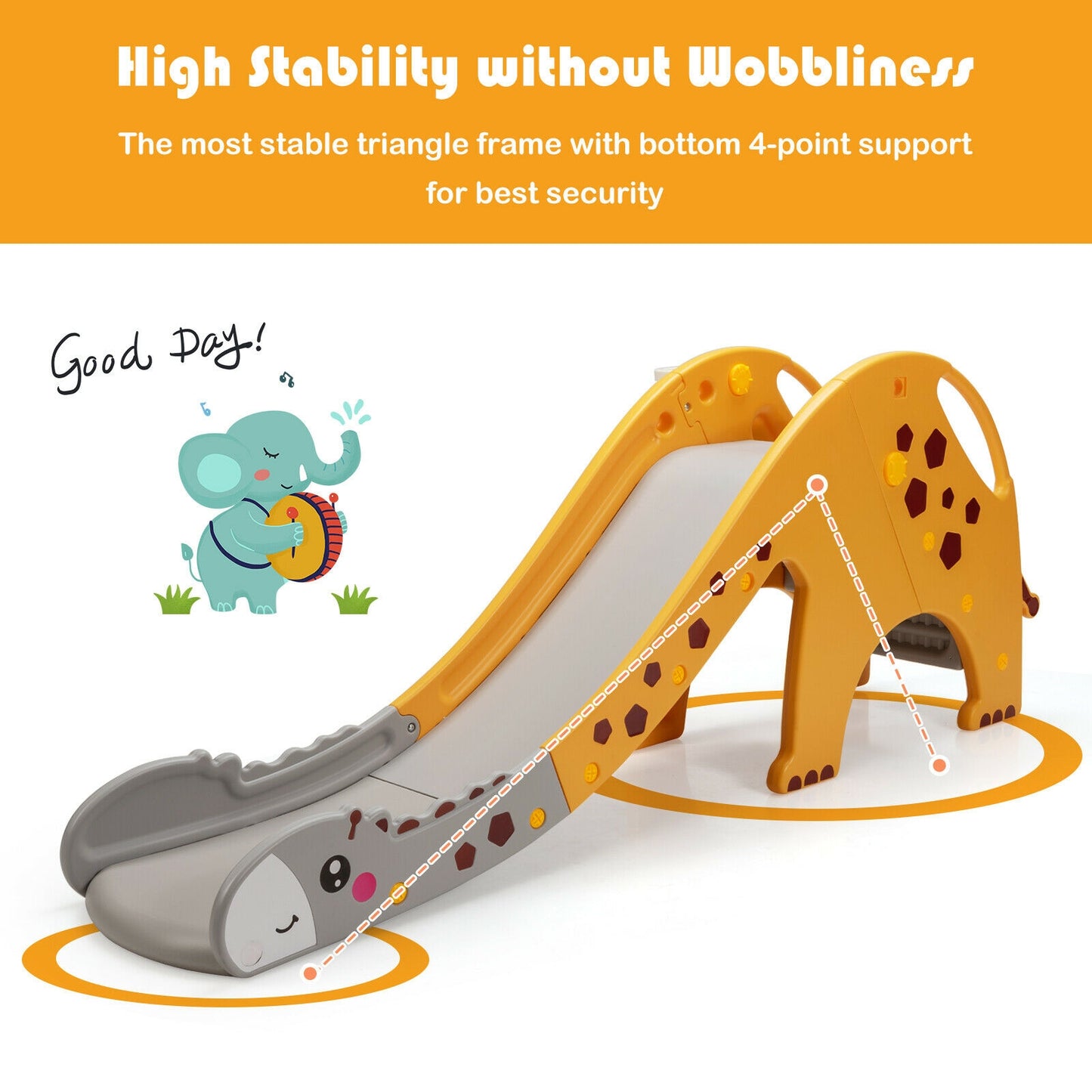 3-in-1 Kids Climber Slide Play Set with Basketball Hoop-Yellow Kids Crystal