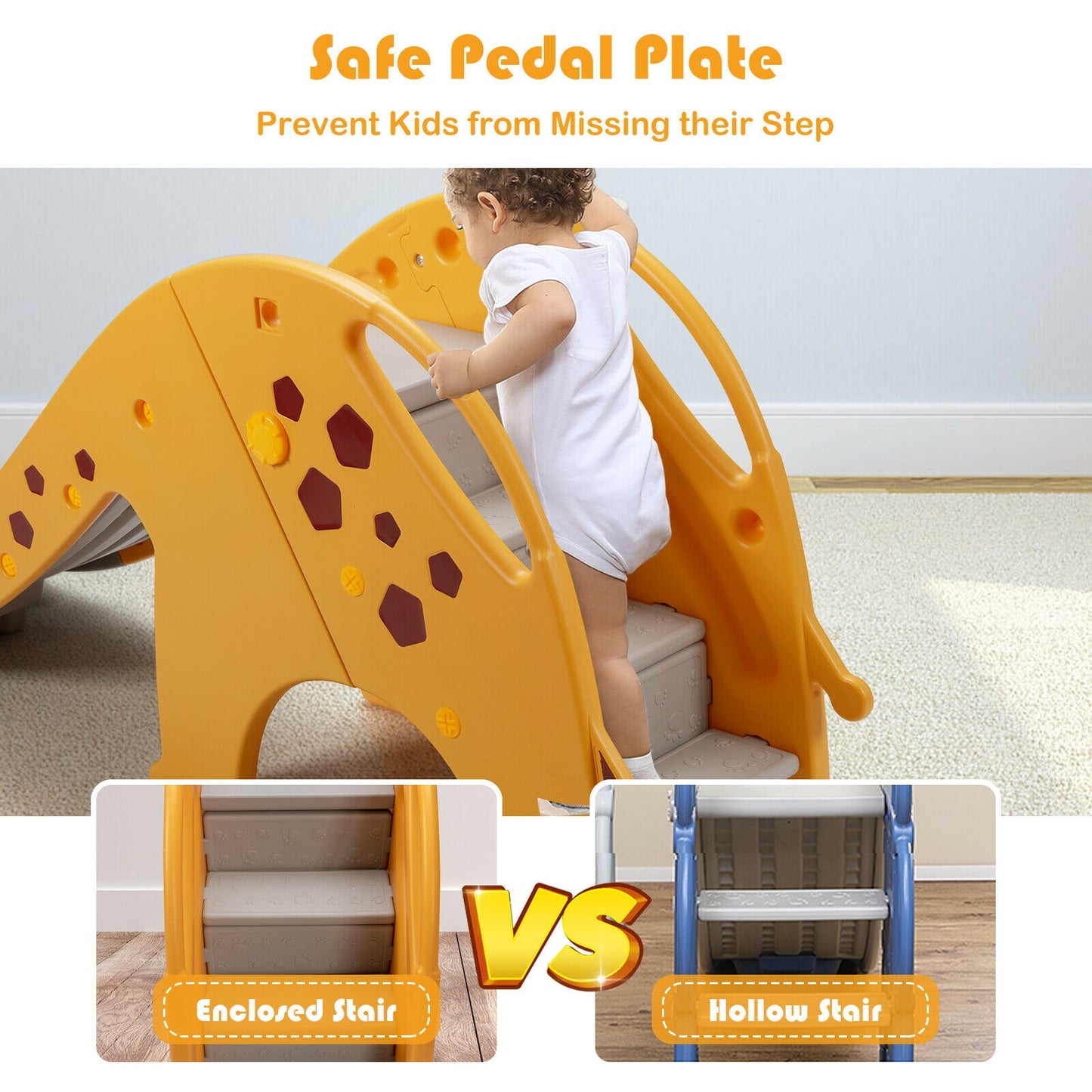 3-in-1 Kids Climber Slide Play Set with Basketball Hoop-Yellow Kids Crystal