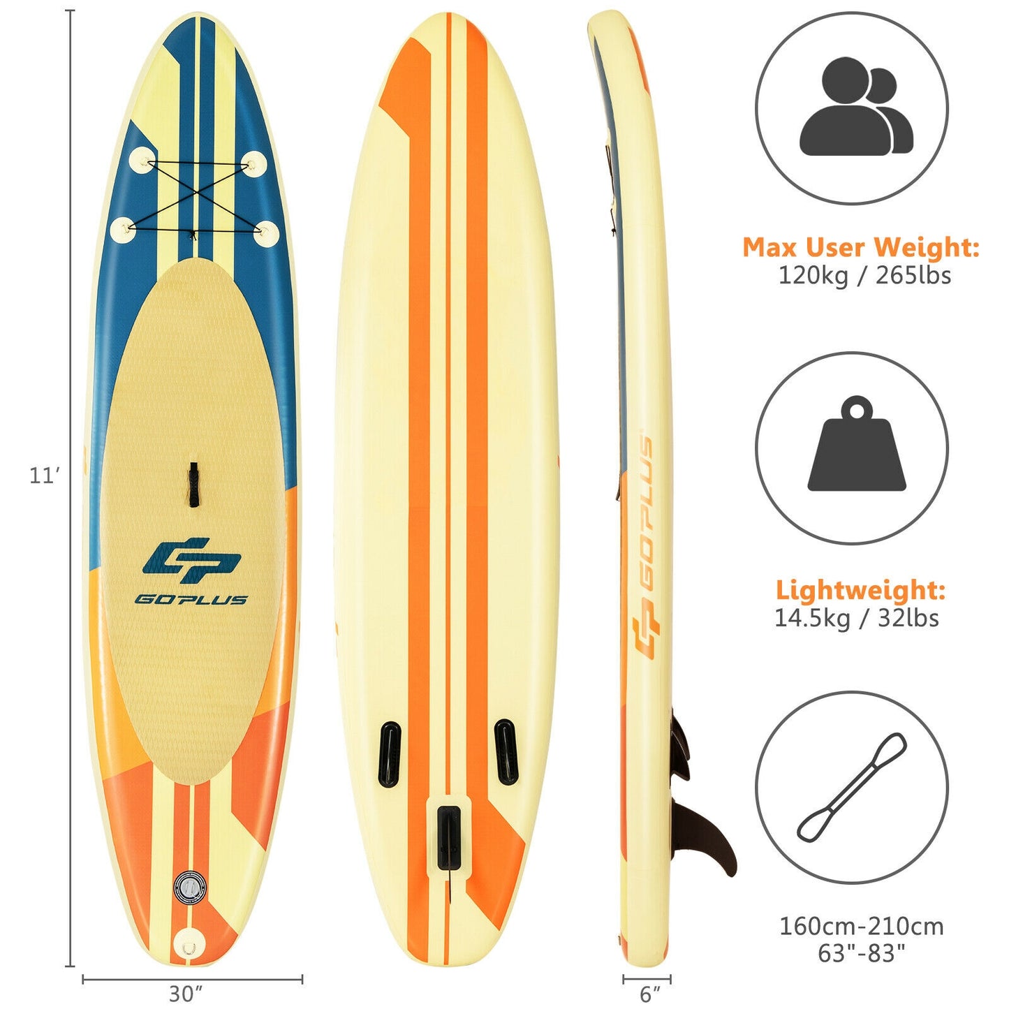 Inflatable Stand Up Paddle Board Surfboard with Bag Aluminum Paddle and Hand Pump-L Kids Crystal