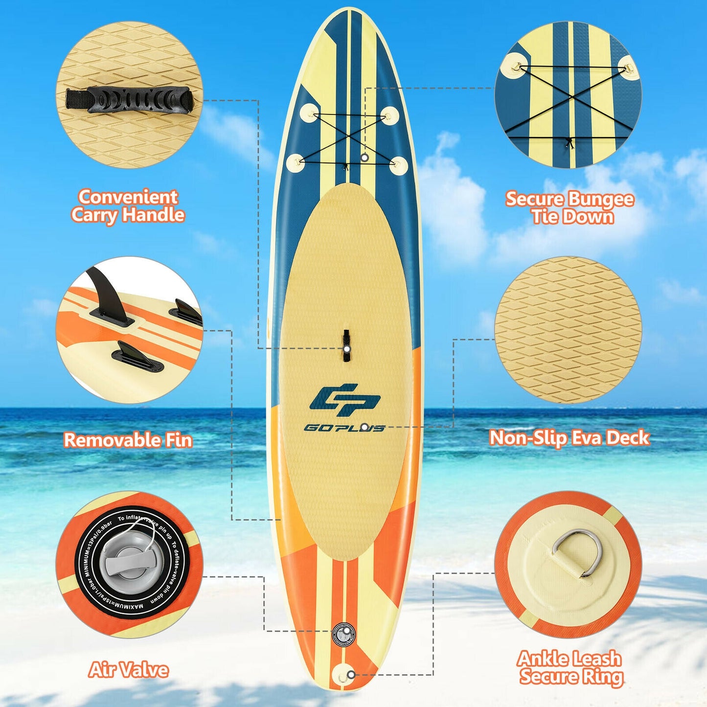 Inflatable Stand Up Paddle Board Surfboard with Bag Aluminum Paddle and Hand Pump-L Kids Crystal