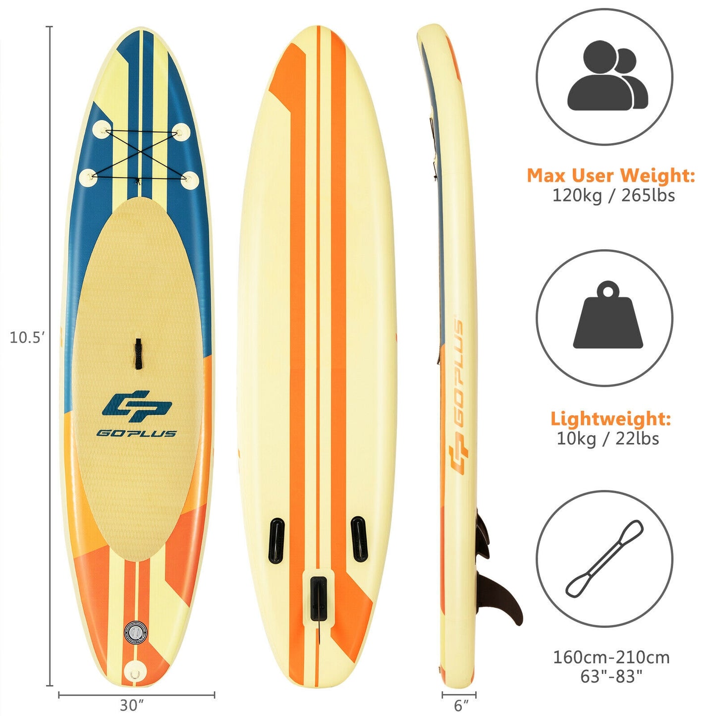 Inflatable Stand Up Paddle Board Surfboard with Bag Aluminum Paddle and Hand Pump-M Kids Crystal