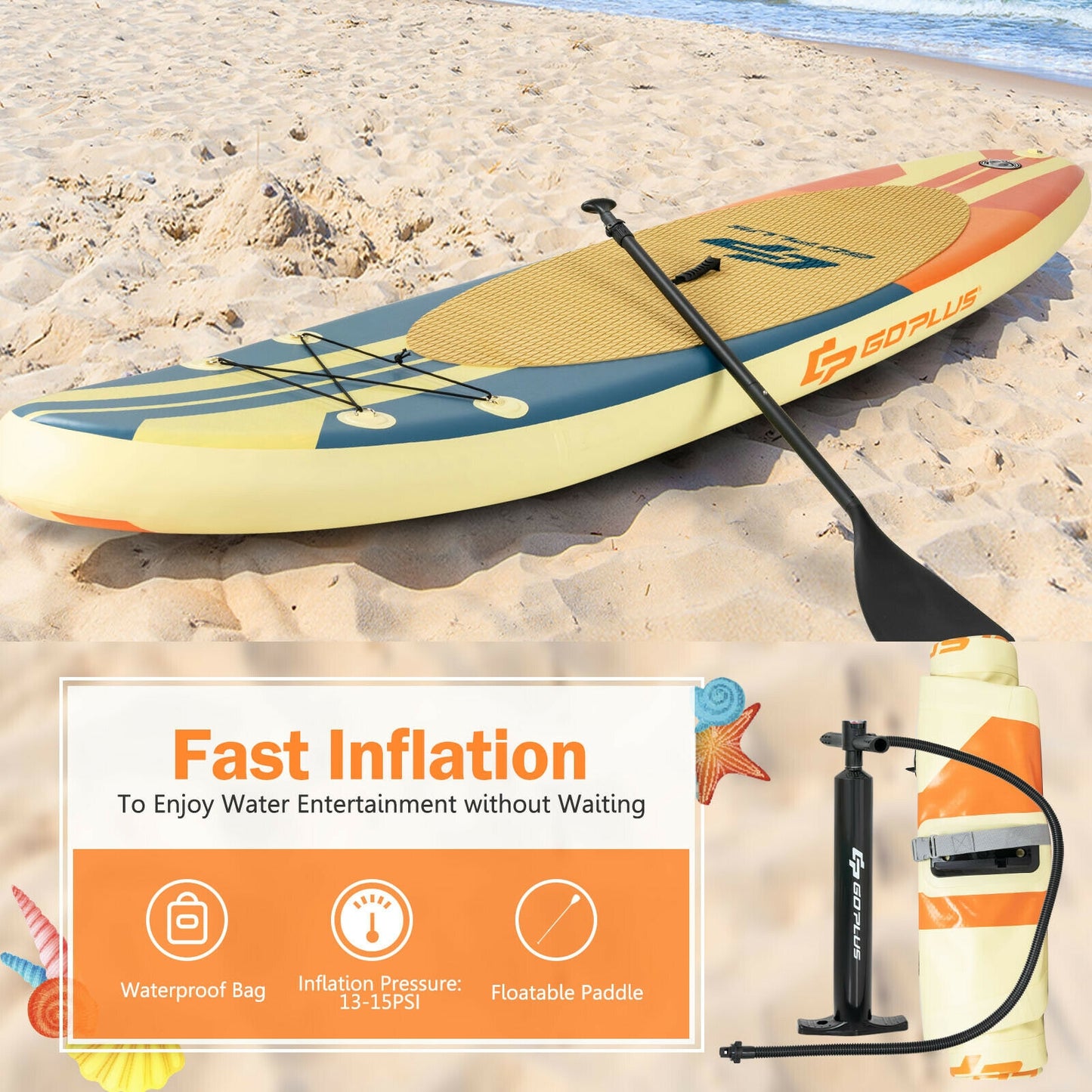 Inflatable Stand Up Paddle Board Surfboard with Bag Aluminum Paddle and Hand Pump-M Kids Crystal