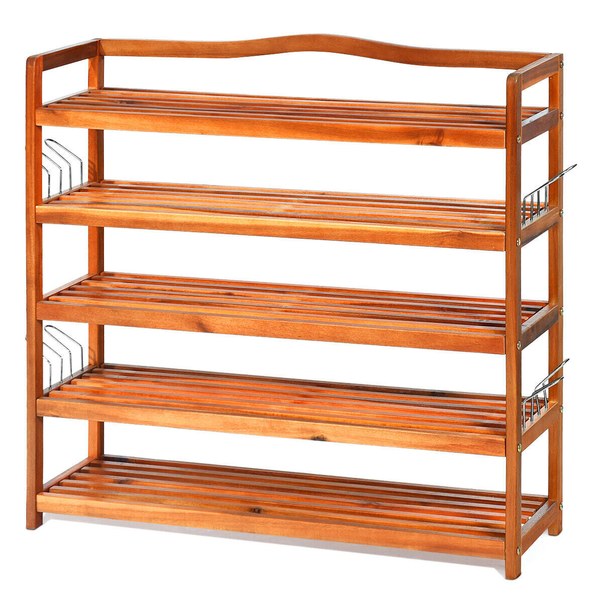 5-Tier Wood Large Shoe Rack Holds up 12-18 Pairs Kids Crystal