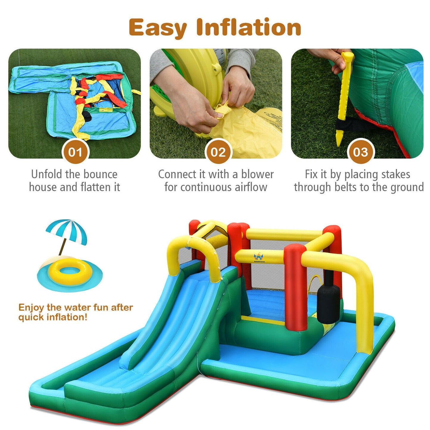 Slide Water Park Climbing Bouncer Pendulum Chunnel Game without Air-blower Kids Crystal