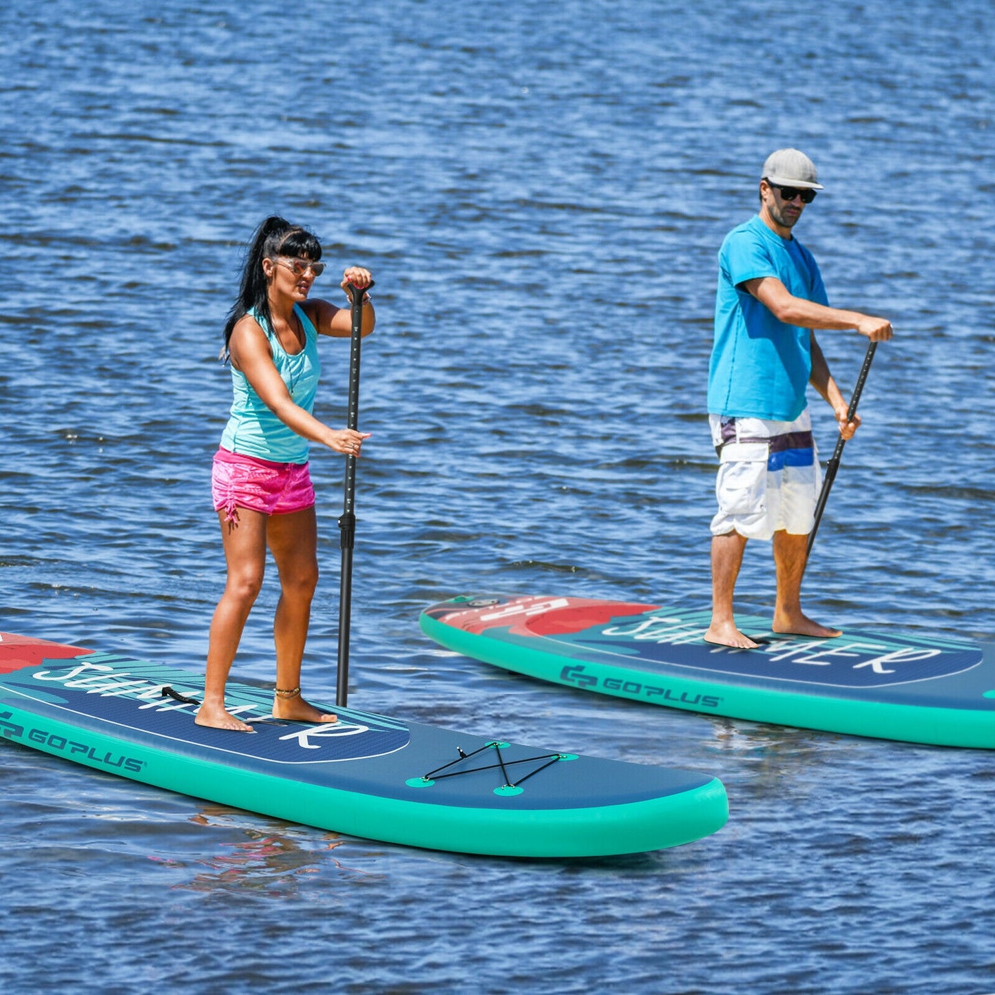 10 Feet Inflatable Stand Up Paddle Board with Backpack Leash Aluminum Paddle-M Kids Crystal