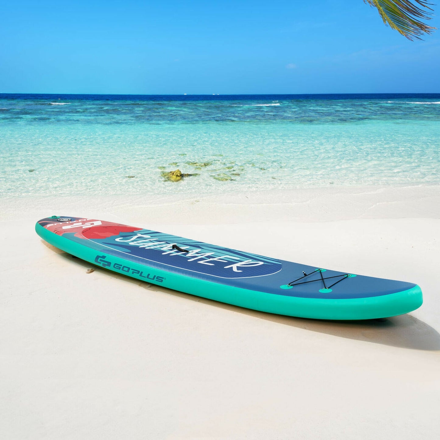 10 Feet Inflatable Stand Up Paddle Board with Backpack Leash Aluminum Paddle-L Kids Crystal
