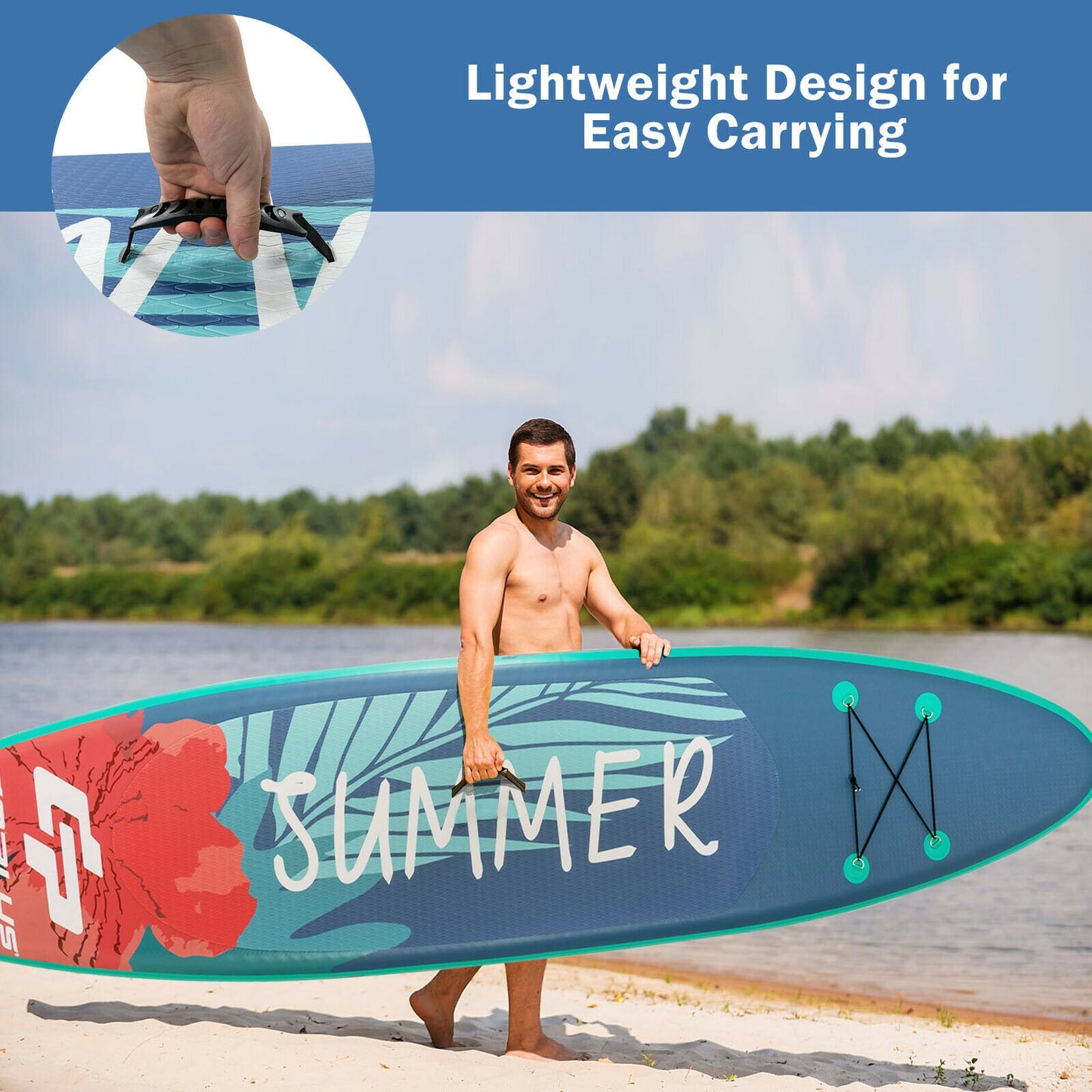 10 Feet Inflatable Stand Up Paddle Board with Backpack Leash Aluminum Paddle-L Kids Crystal