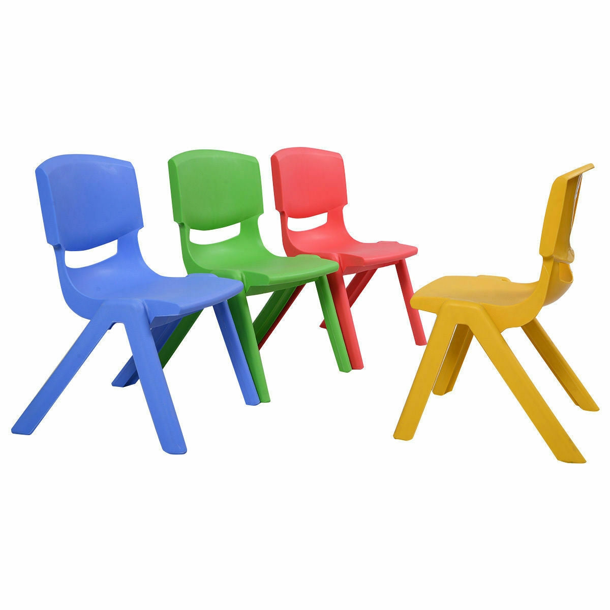 4-pack Colorful Stackable Plastic Children Chairs Kids Crystal