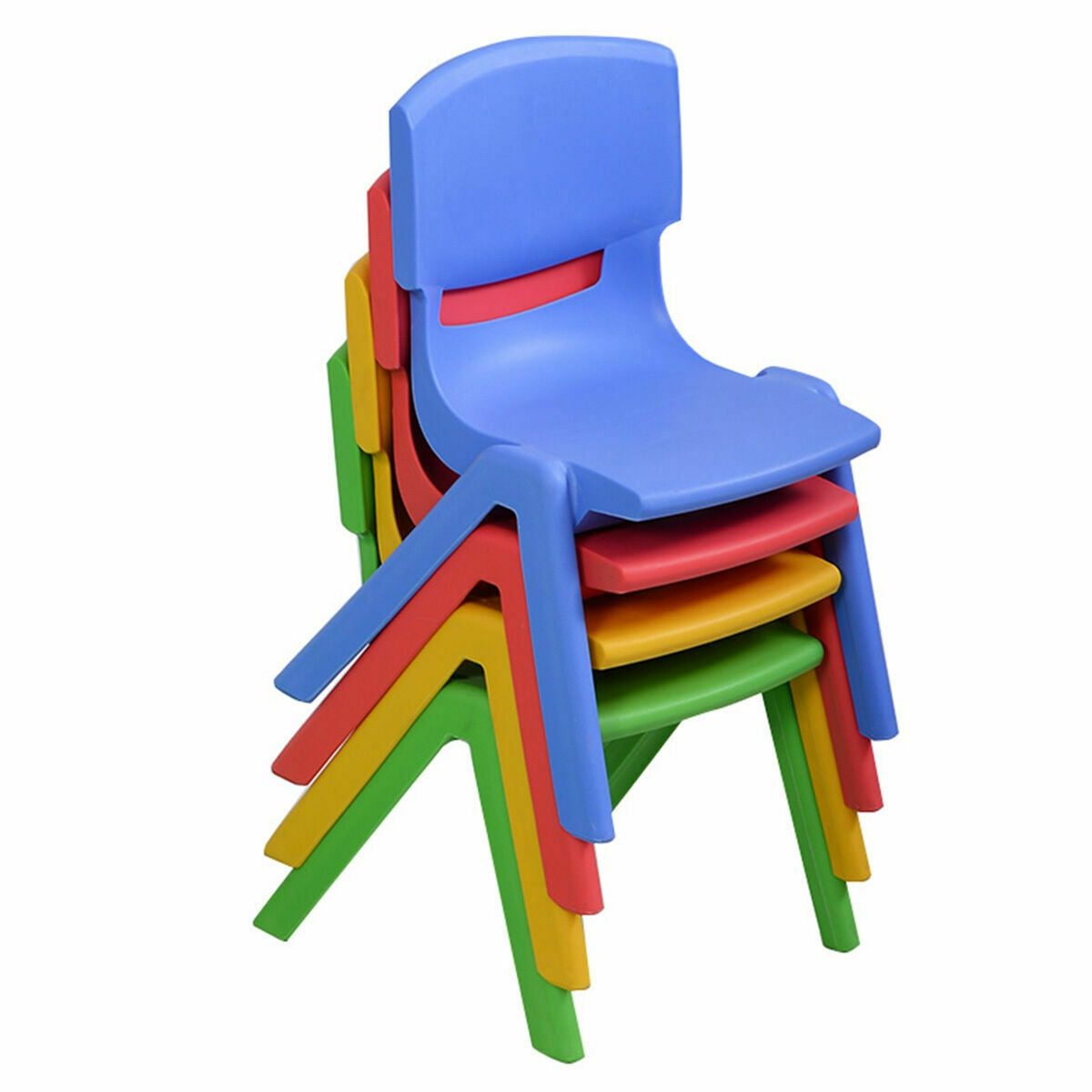 4-pack Colorful Stackable Plastic Children Chairs Kids Crystal