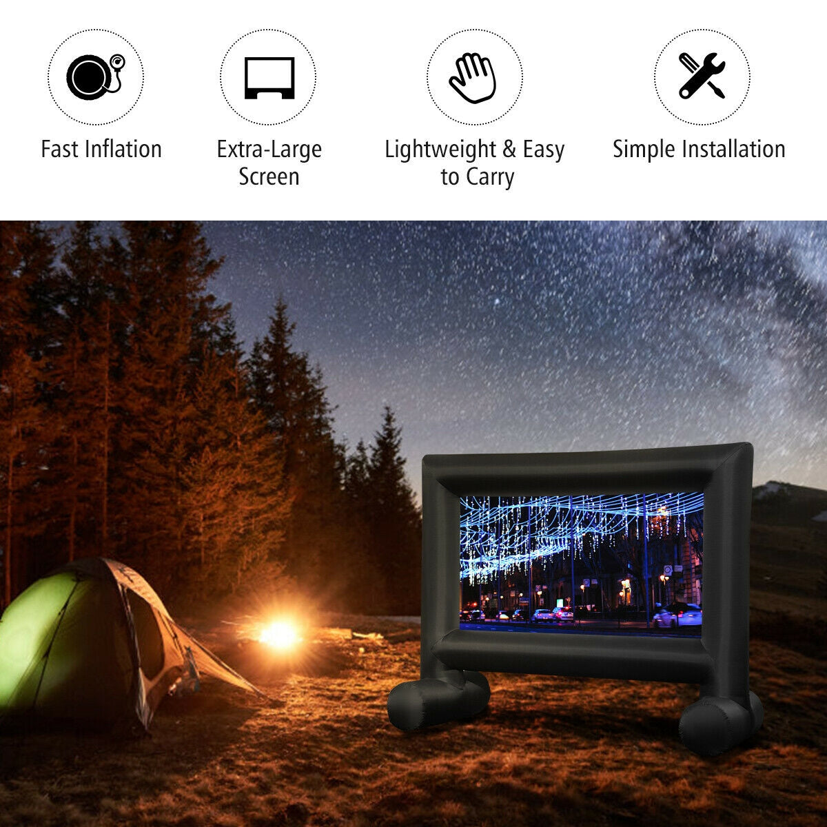 Inflatable Outdoor Movie Projector Screen with Blower-14' Kids Crystal