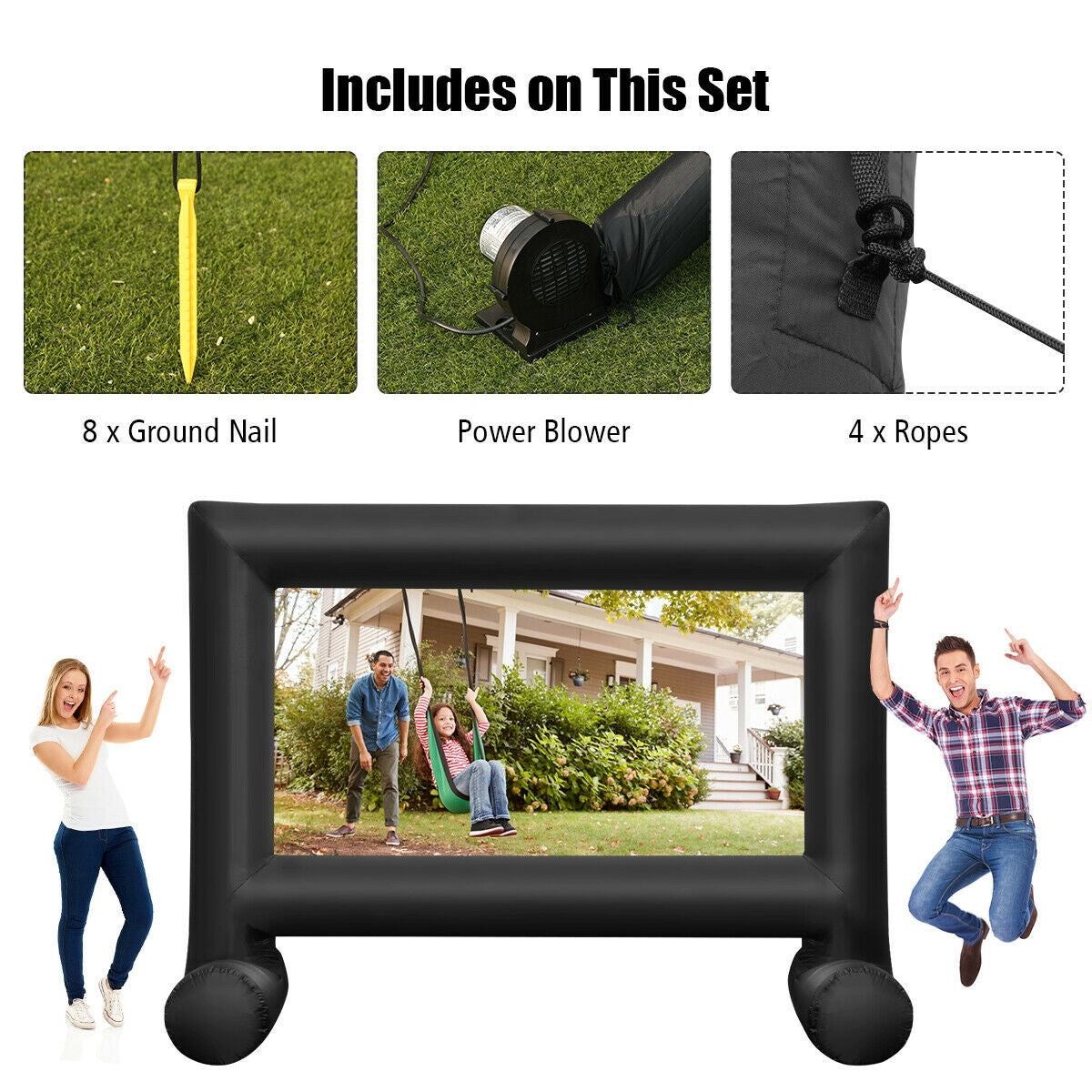 Inflatable Outdoor Movie Projector Screen with Blower-14' Kids Crystal