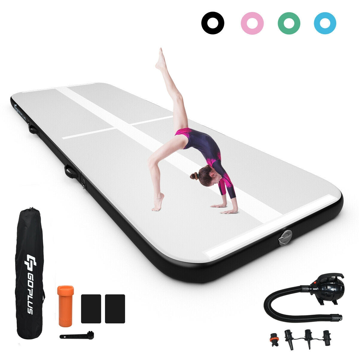 15 Feet Inflatable Gymnastics Tumbling Mat-Black Kids Crystal