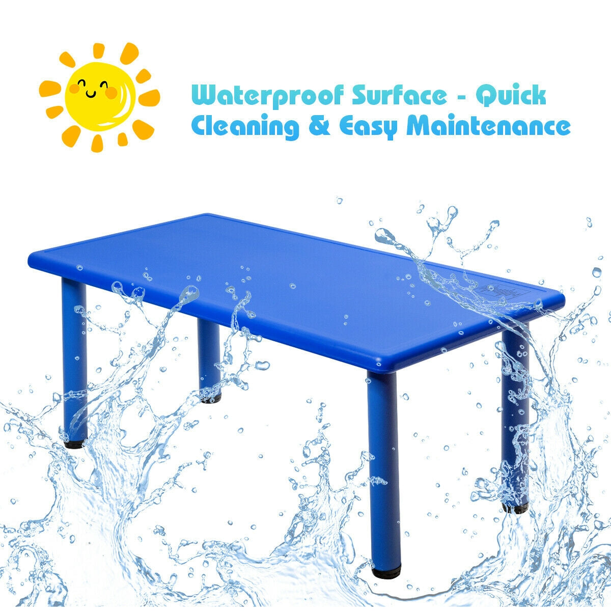 Kids Plastic Rectangular Learn and Play Table-Blue Kids Crystal