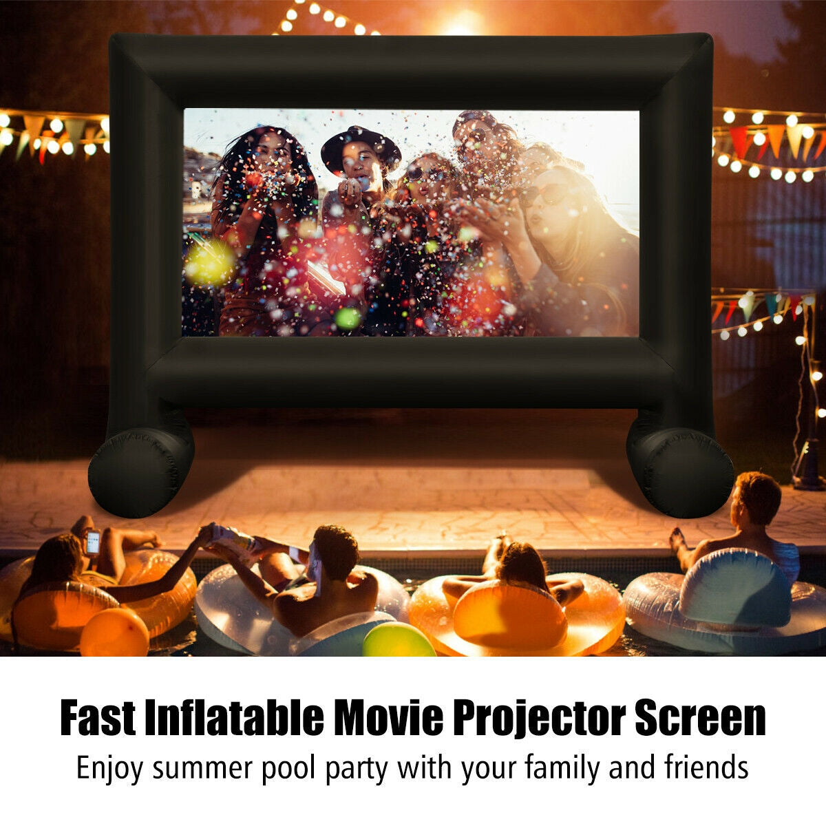Inflatable Outdoor Movie Projector Screen with Blower and Carrying Bag-18' Kids Crystal