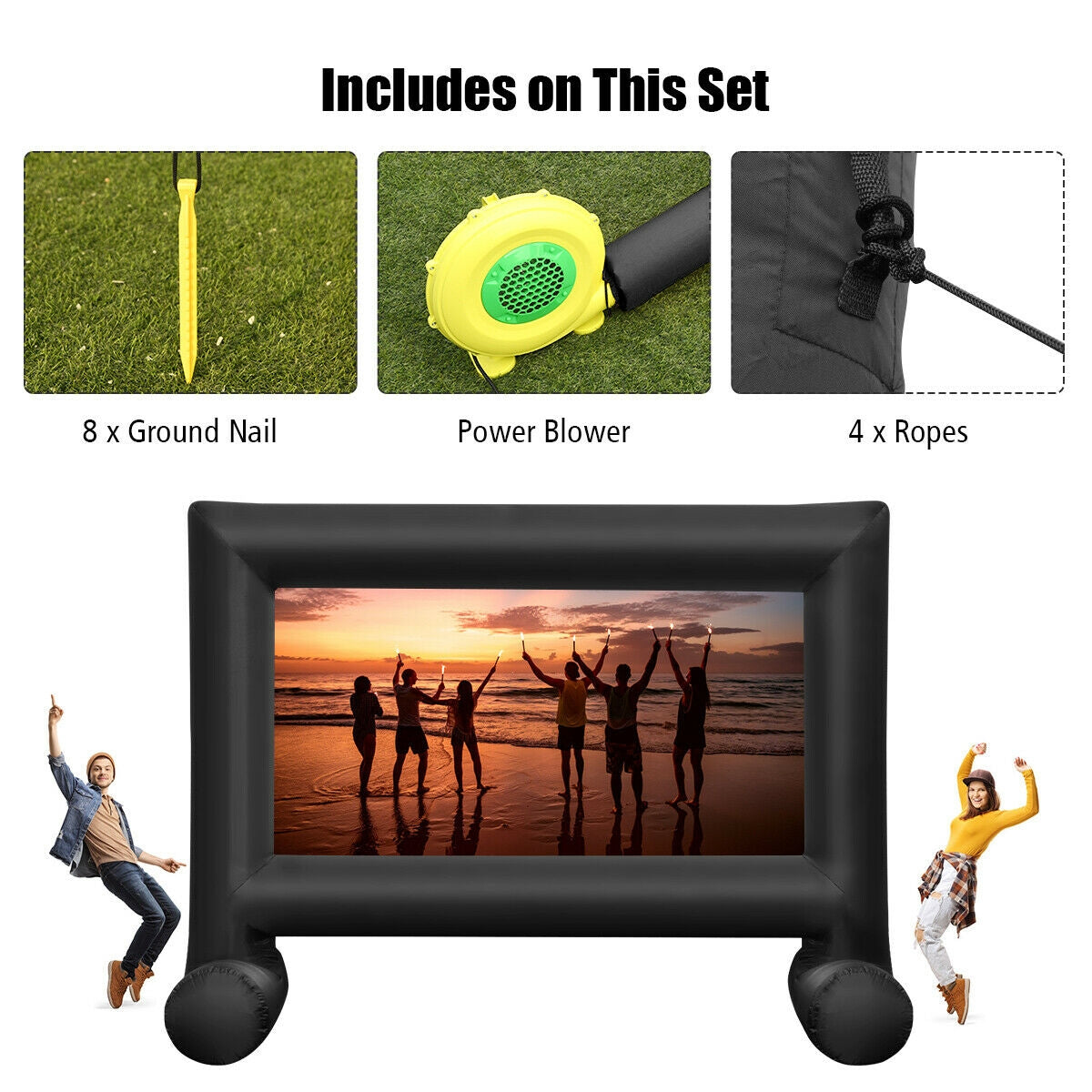 Inflatable Outdoor Movie Projector Screen with Blower and Carrying Bag-18' Kids Crystal