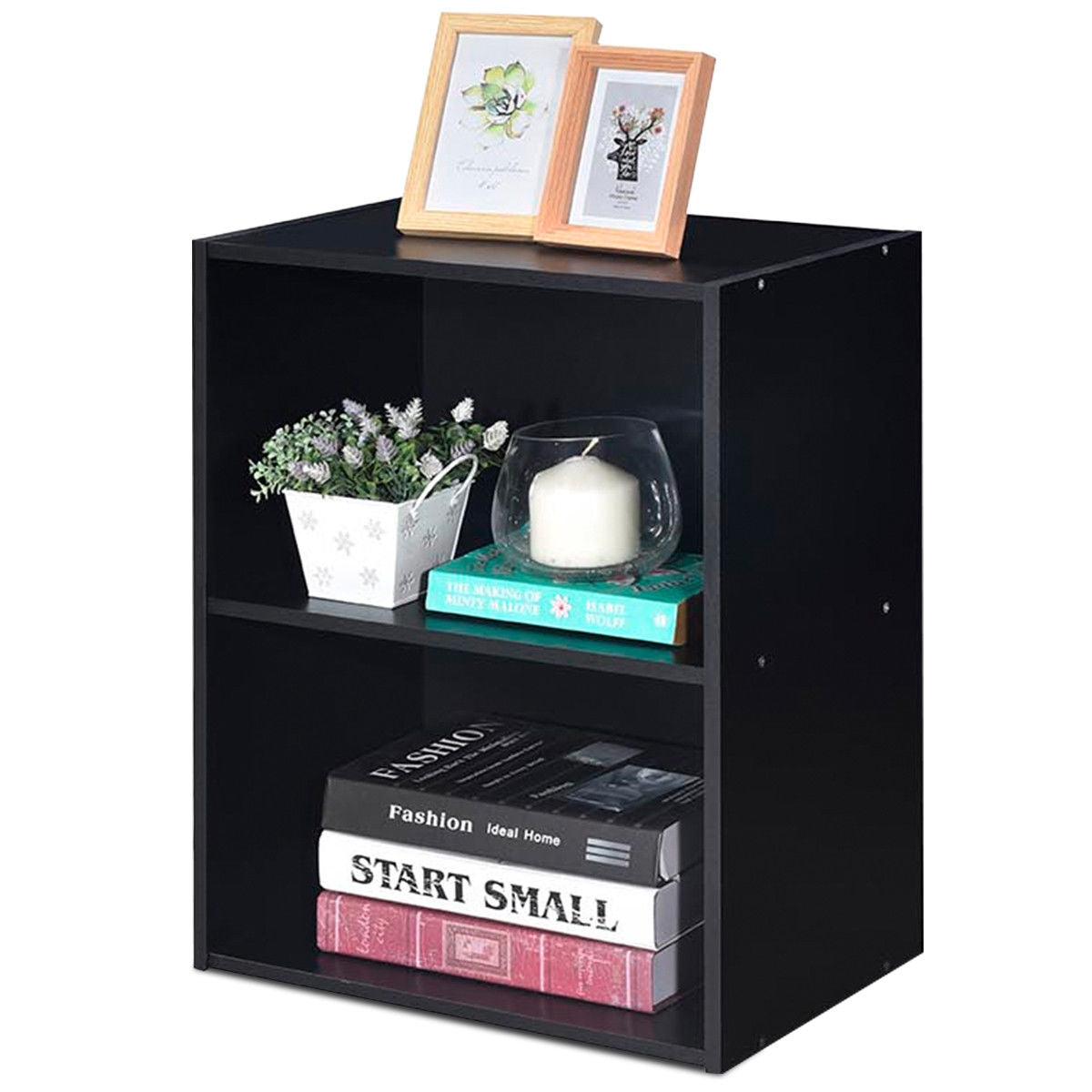 2-Layer Multifunctional Furniture Display Cabinet with Large Capacity Storage Space-Black Kids Crystal