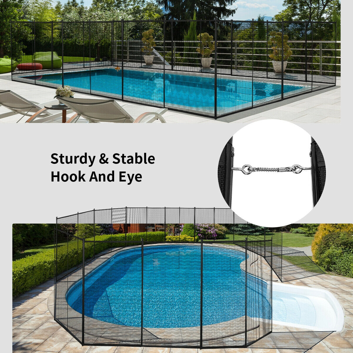 4 x 12 Feet In-ground Swimming Pool Safety Fence Kids Crystal