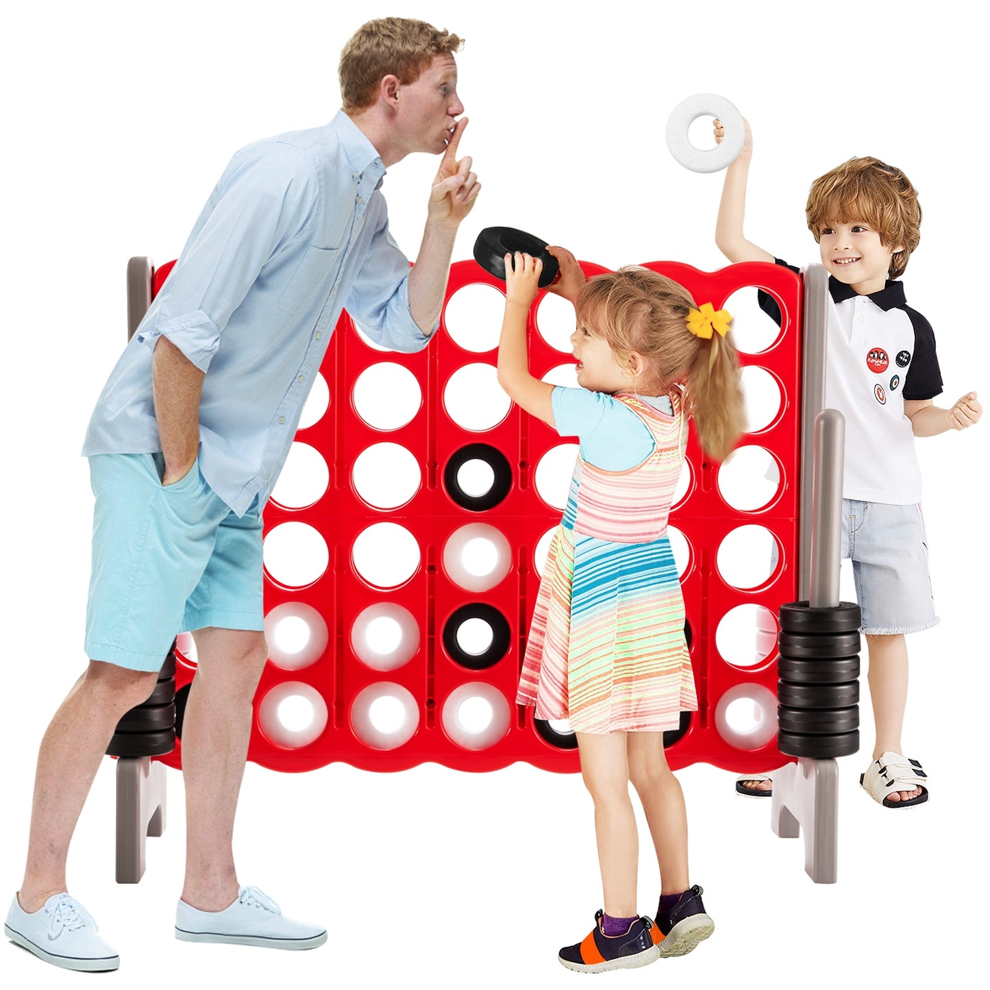 3.5 Feet Tall Jumbo 4 to Score Giant Game Set with 42 Jumbo Rings-Red Kids Crystal